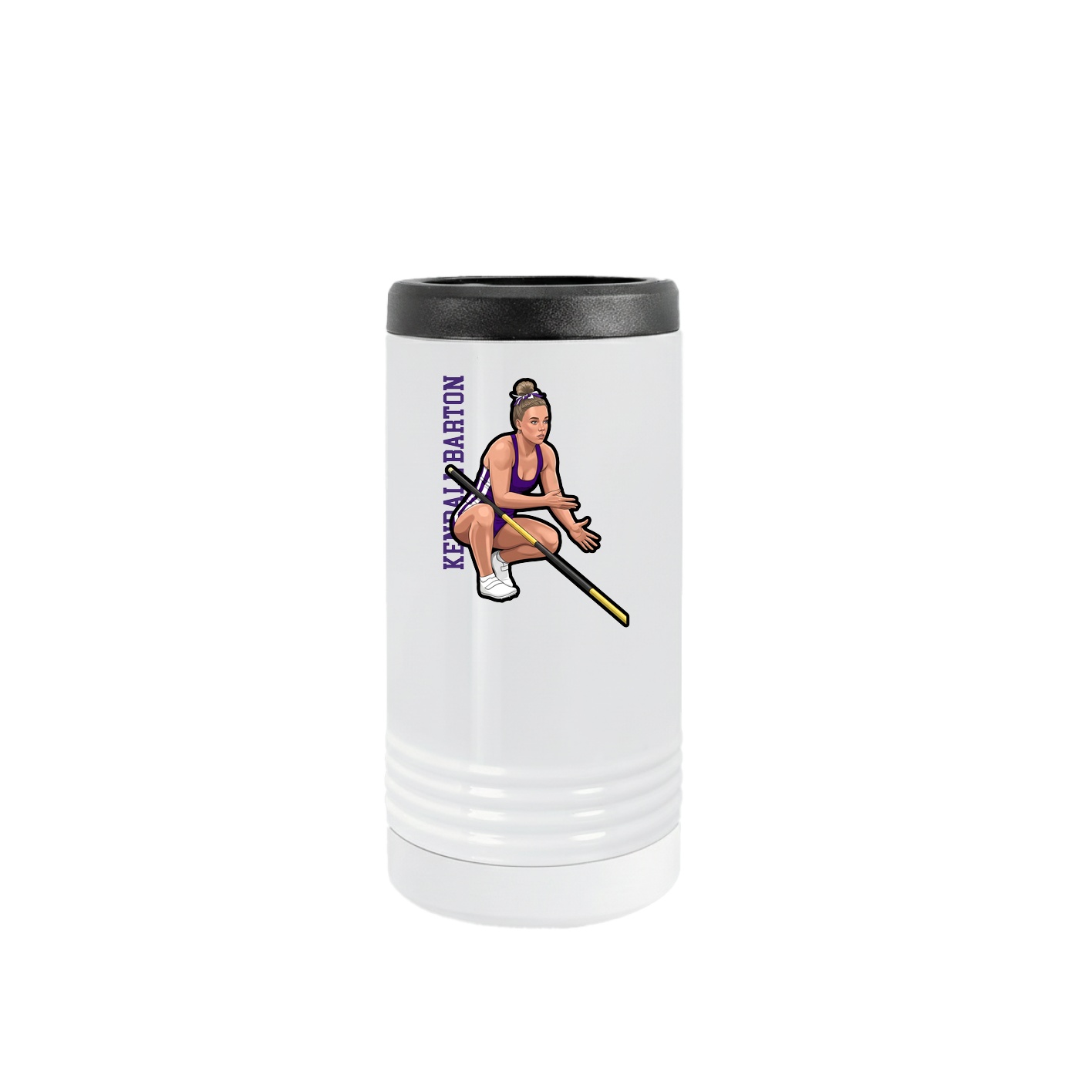 Slim Beverage Holder — Name Vertical in White