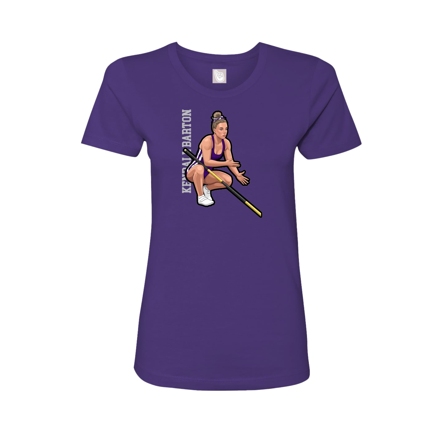 Fitted Women's Tee — Name Vertical in Purple