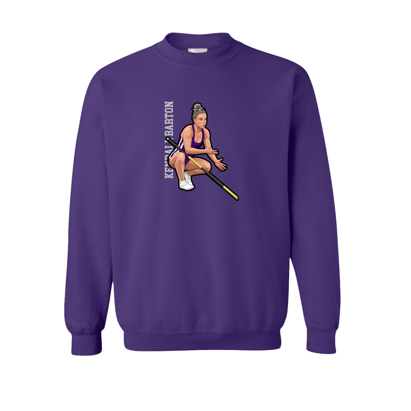 Fleece Crew — Name Vertical in Purple
