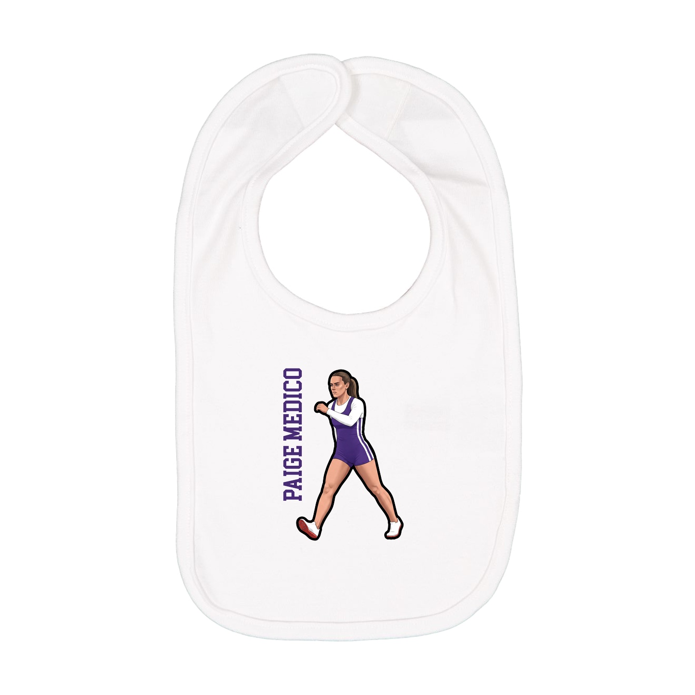 Infant Bib — Name Vertical in White