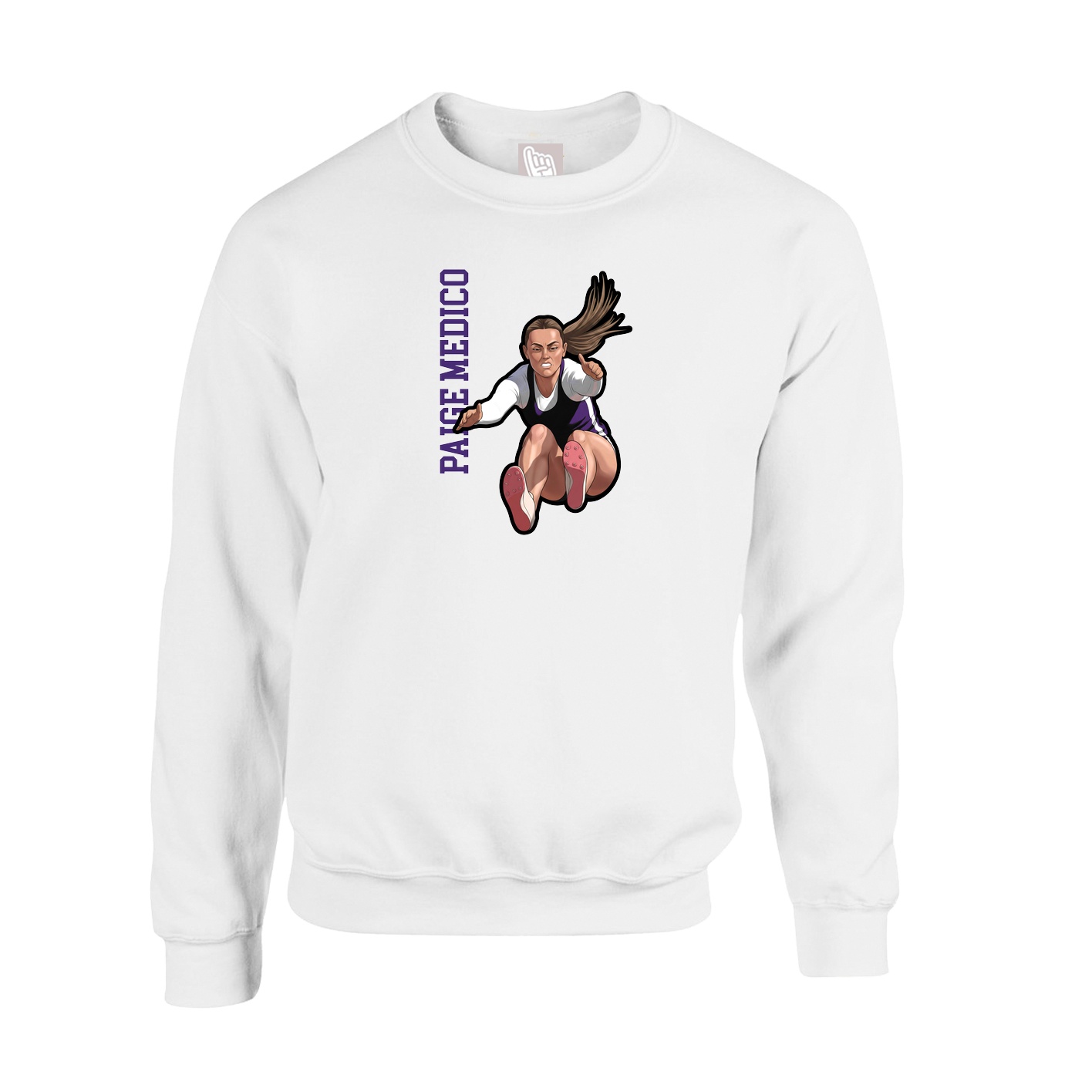 Fleece Crew — Name Vertical in White