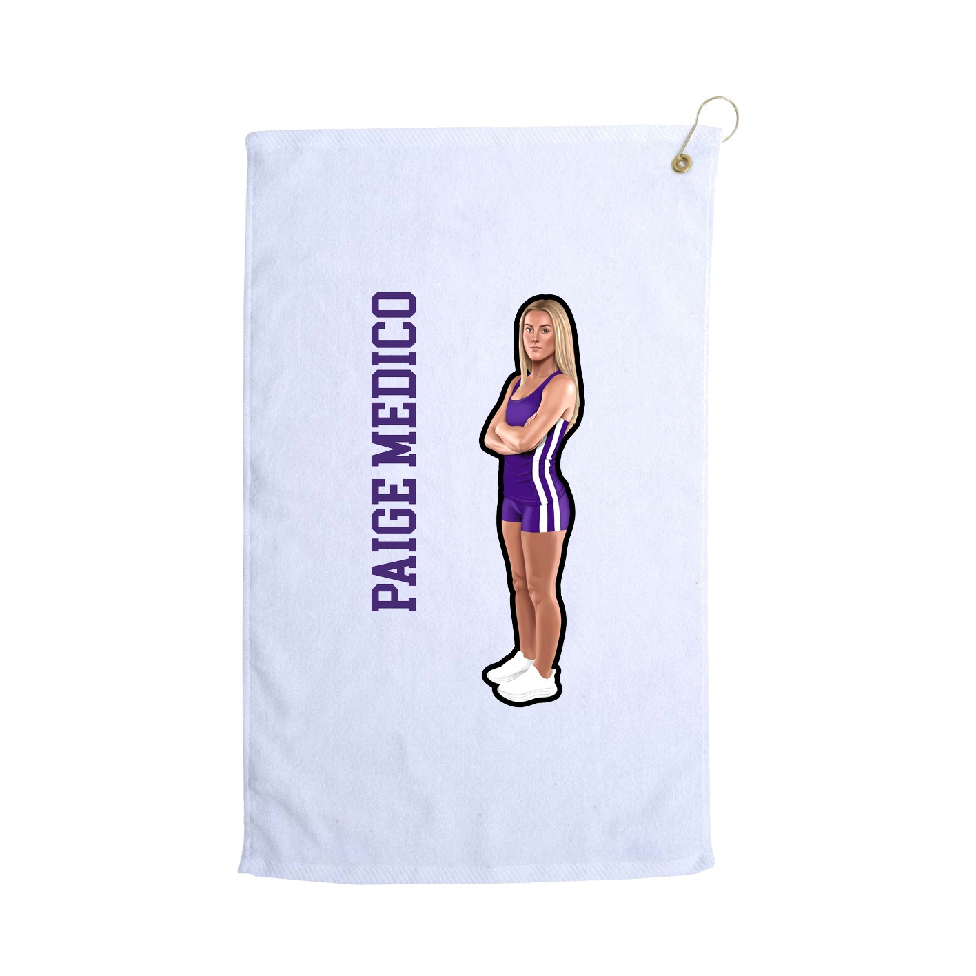 Golf Towel — Name Vertical in White