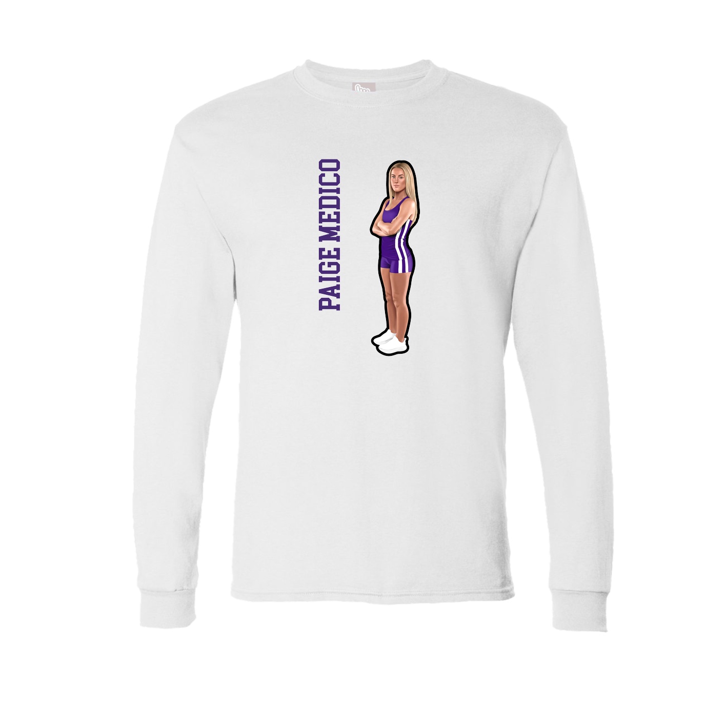 Long Sleeve Tee — Name Vertical in White