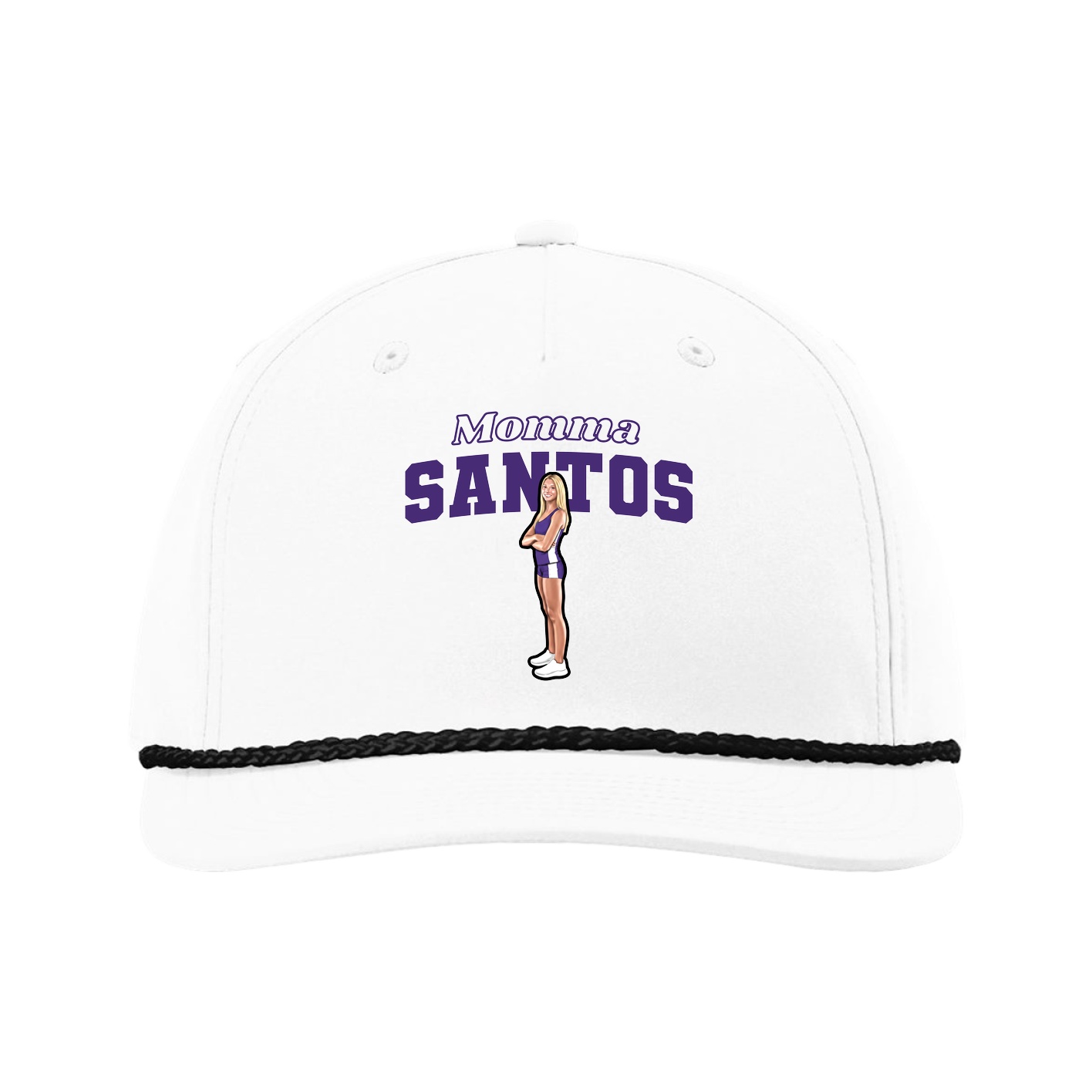 Five-Panel Classic Rope Cap — Mothers Day Block in White