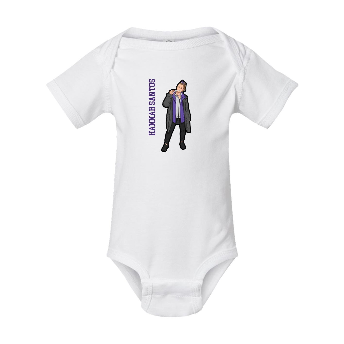 Baby Onesie — Name Vertical in White