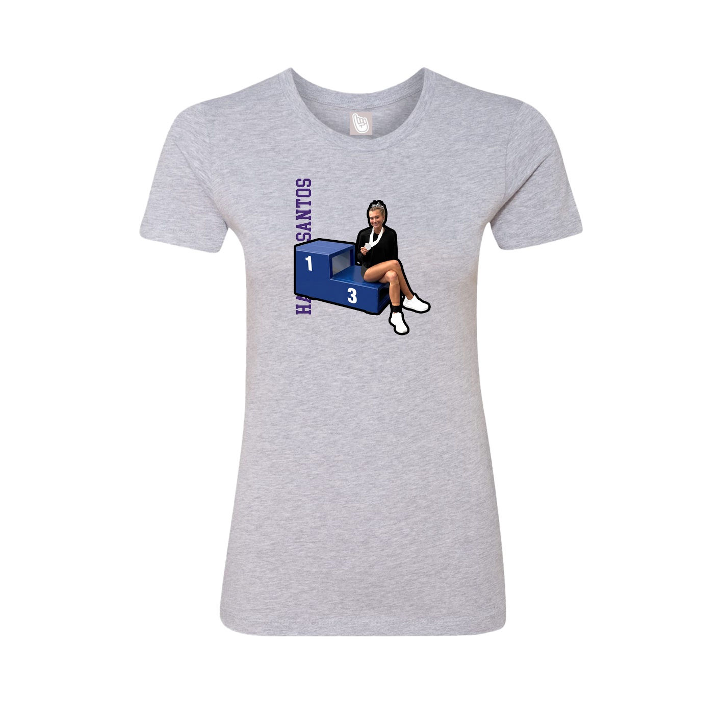 Womens Tee — Name Vertical in Grey
