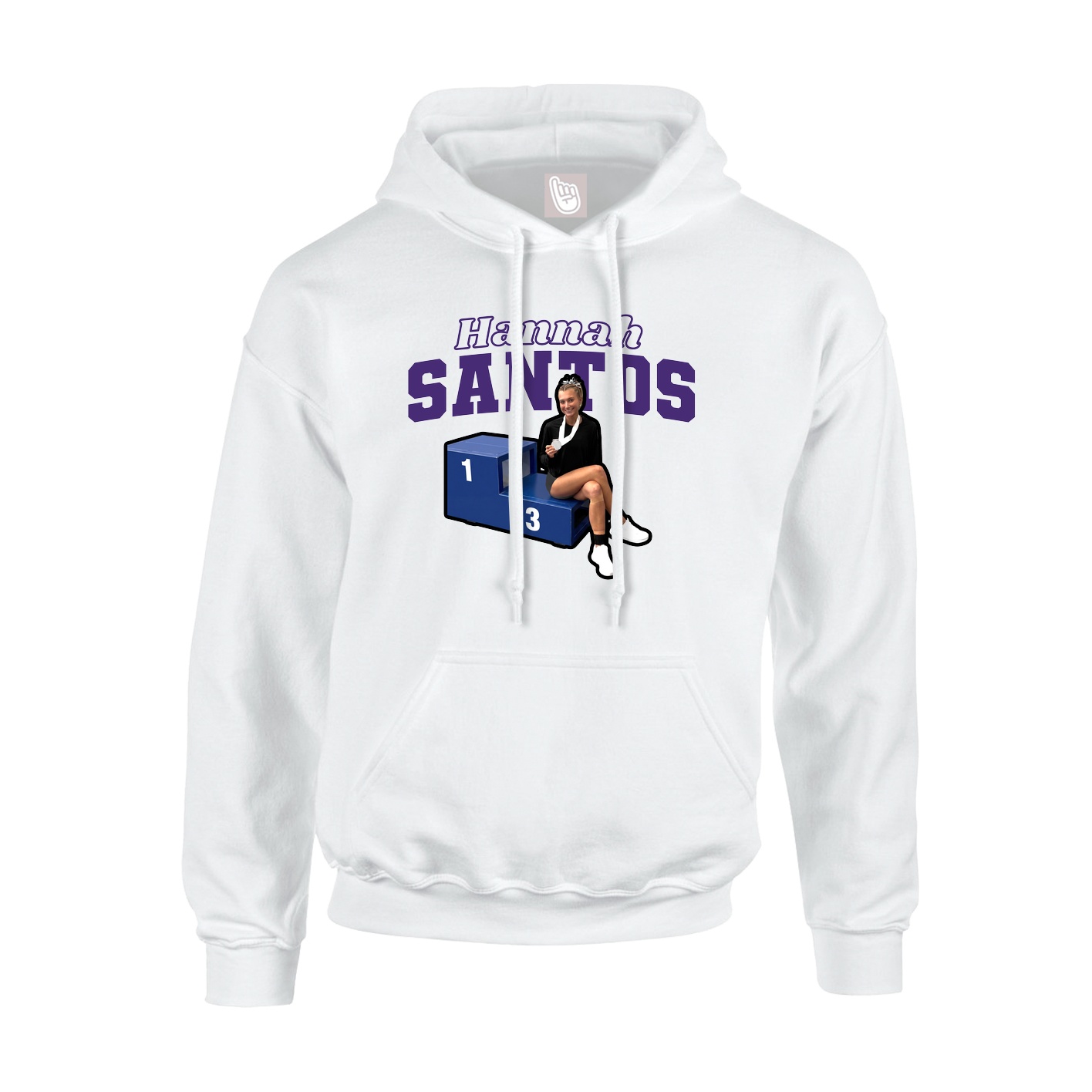Youth Hoodie — Name Arch in White