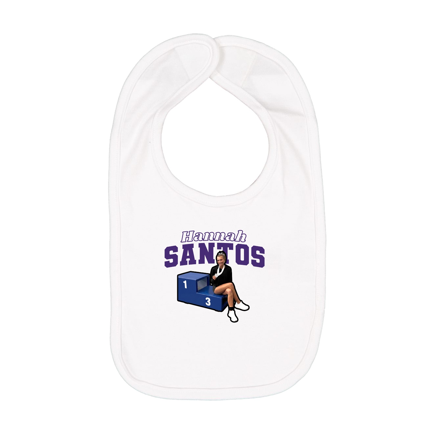 Infant Bib — Name Arch in White