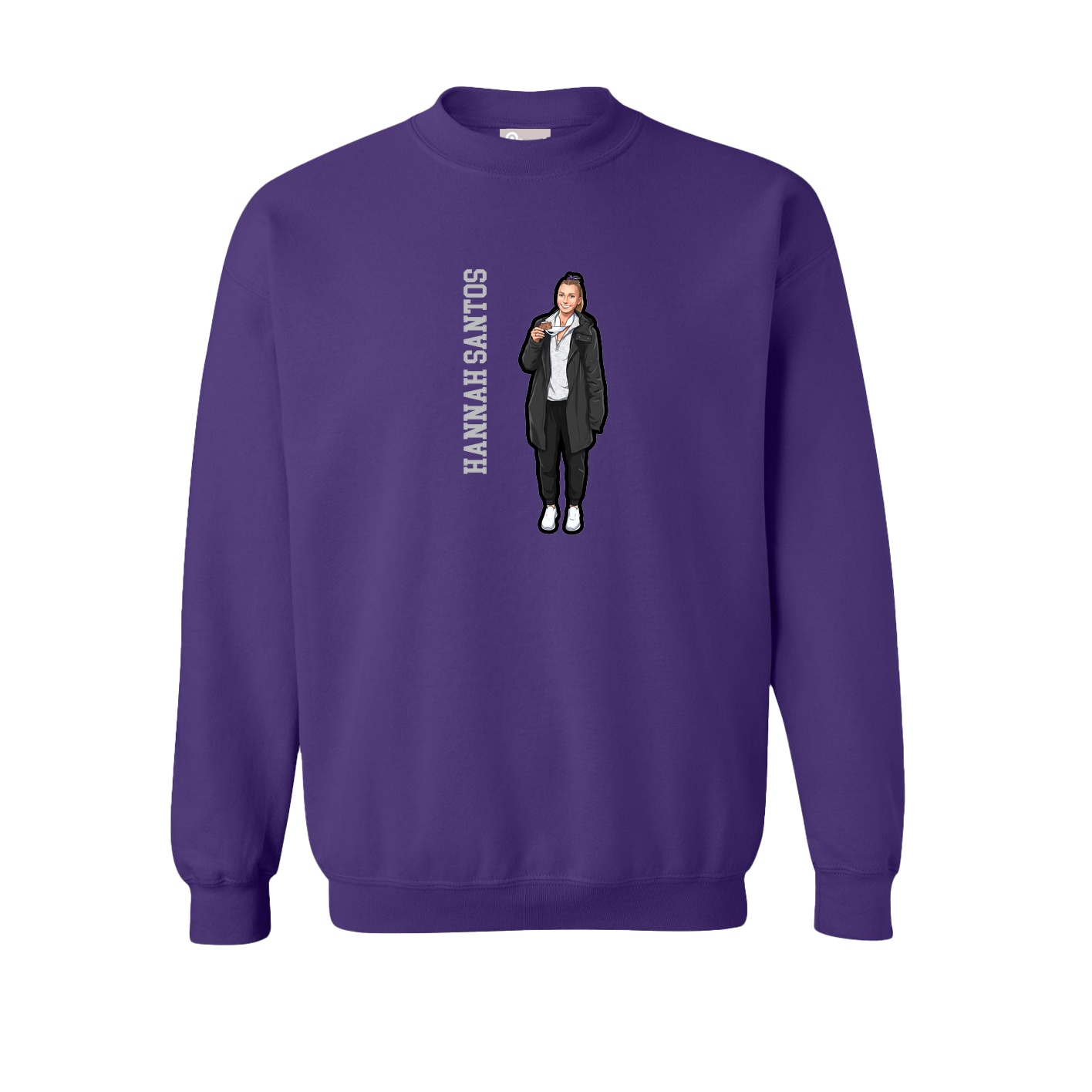 Fleece Crew — Name Vertical in Purple