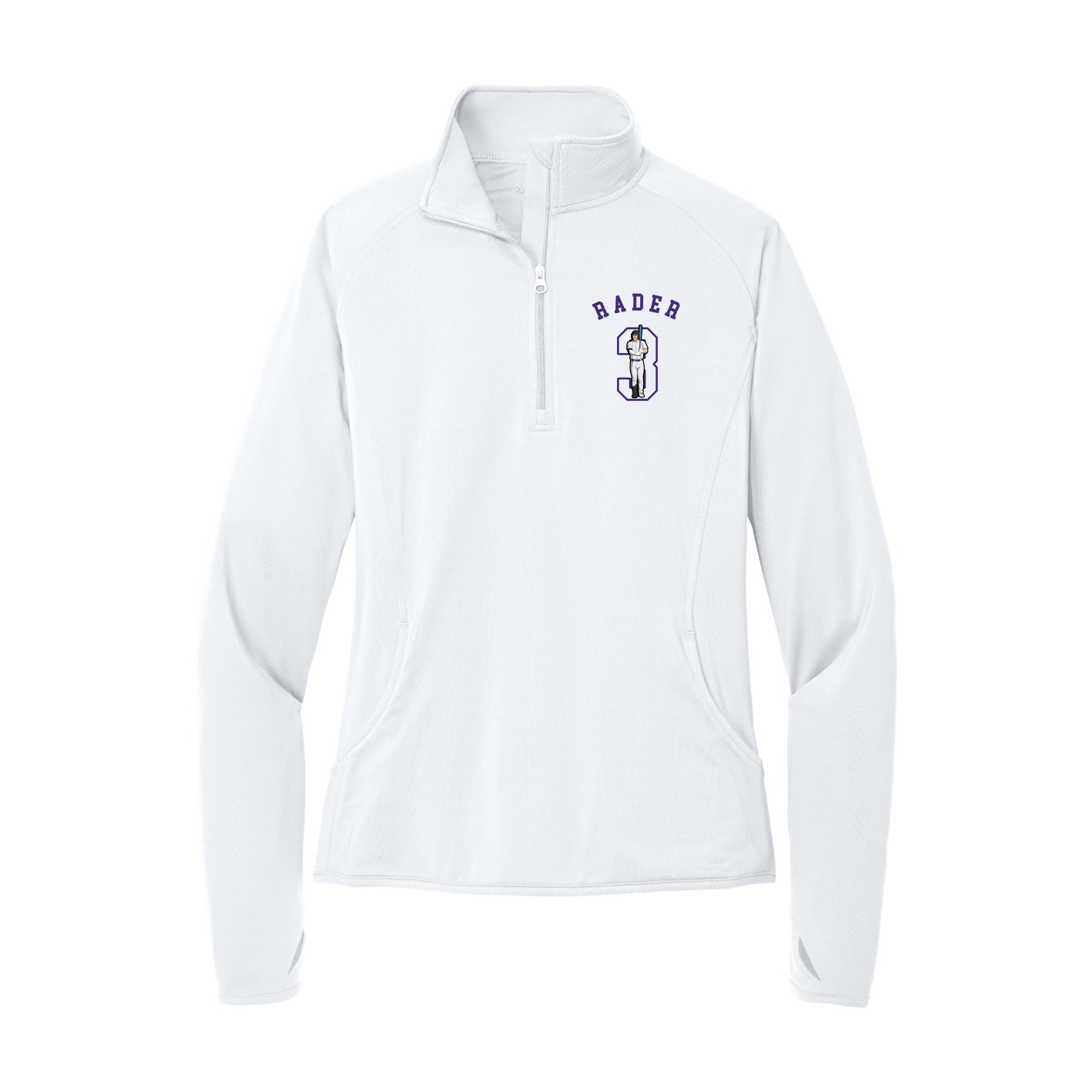 Women's Q-Zip Pullover — Shirsey Arch in White