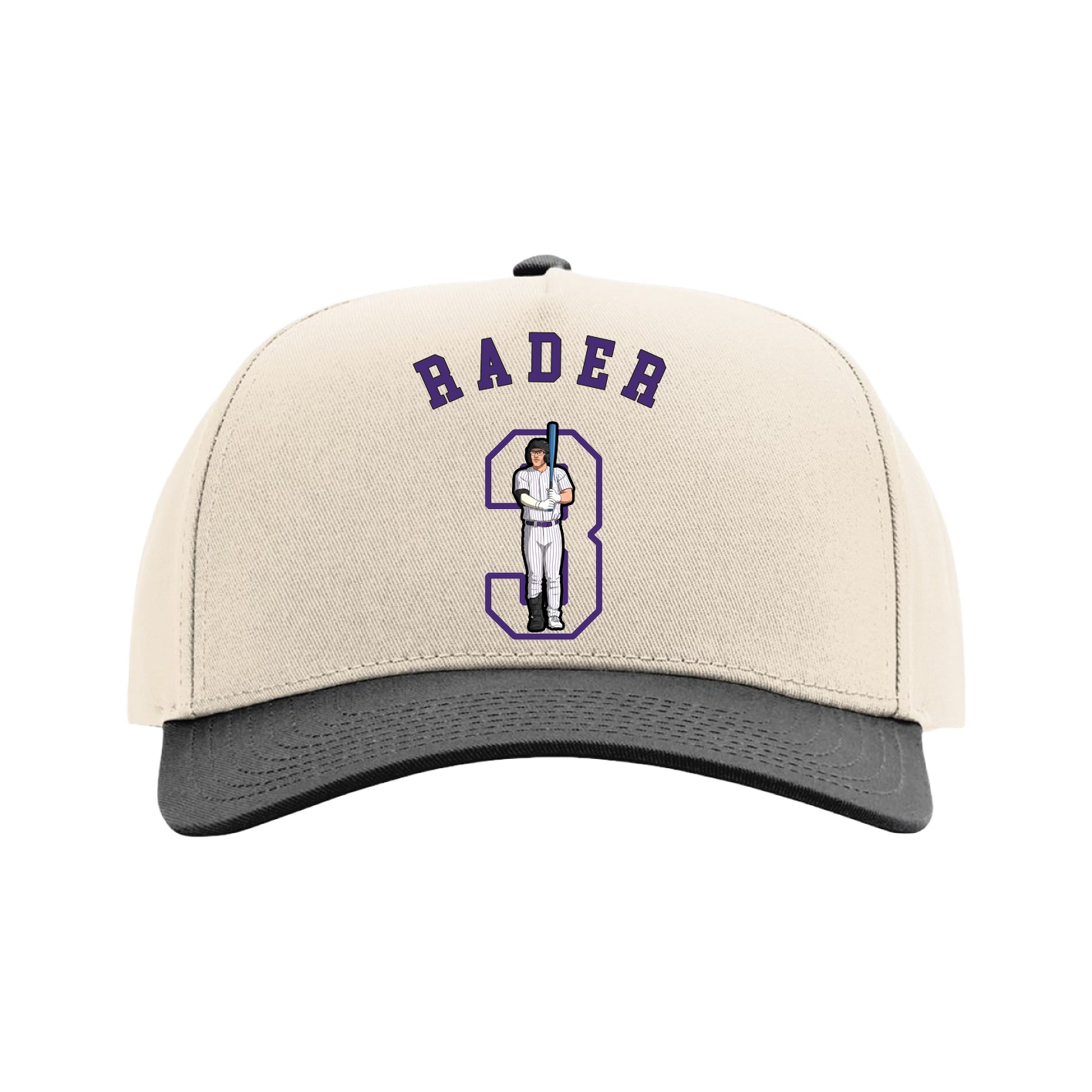 Full Fabric Five-Panel Champ Cap — Shirsey Arch in Cream/Black