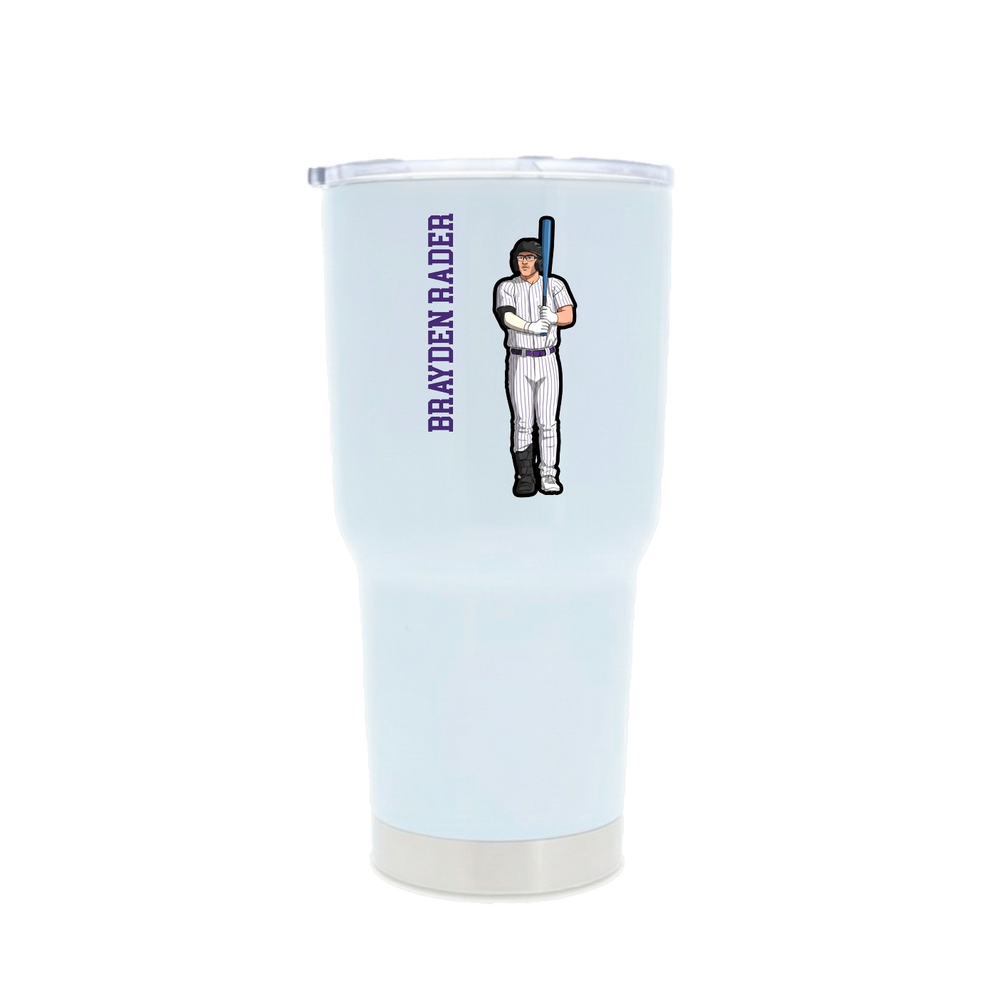 30oz Stainless Steel Tumbler — Name Vertical in White