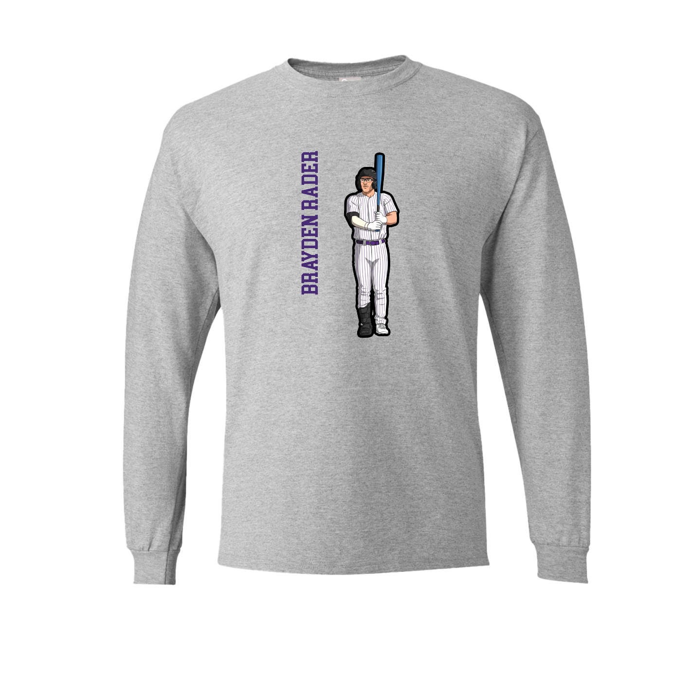 Long Sleeve Tee — Name Vertical in Grey