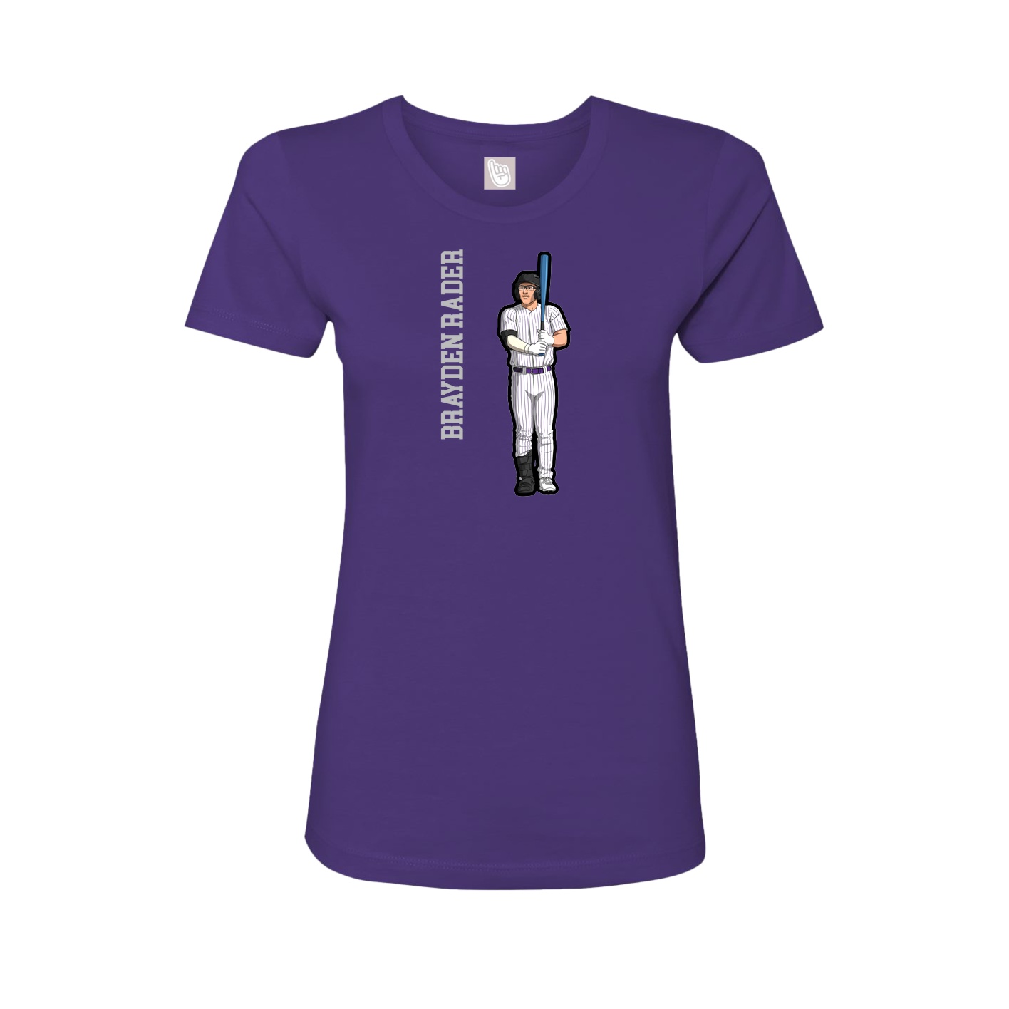 Womens Tee — Name Vertical in Purple