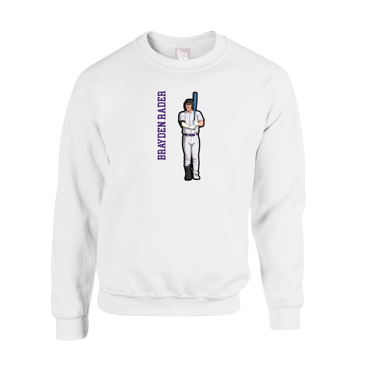 Fleece Crew — Name Vertical in White
