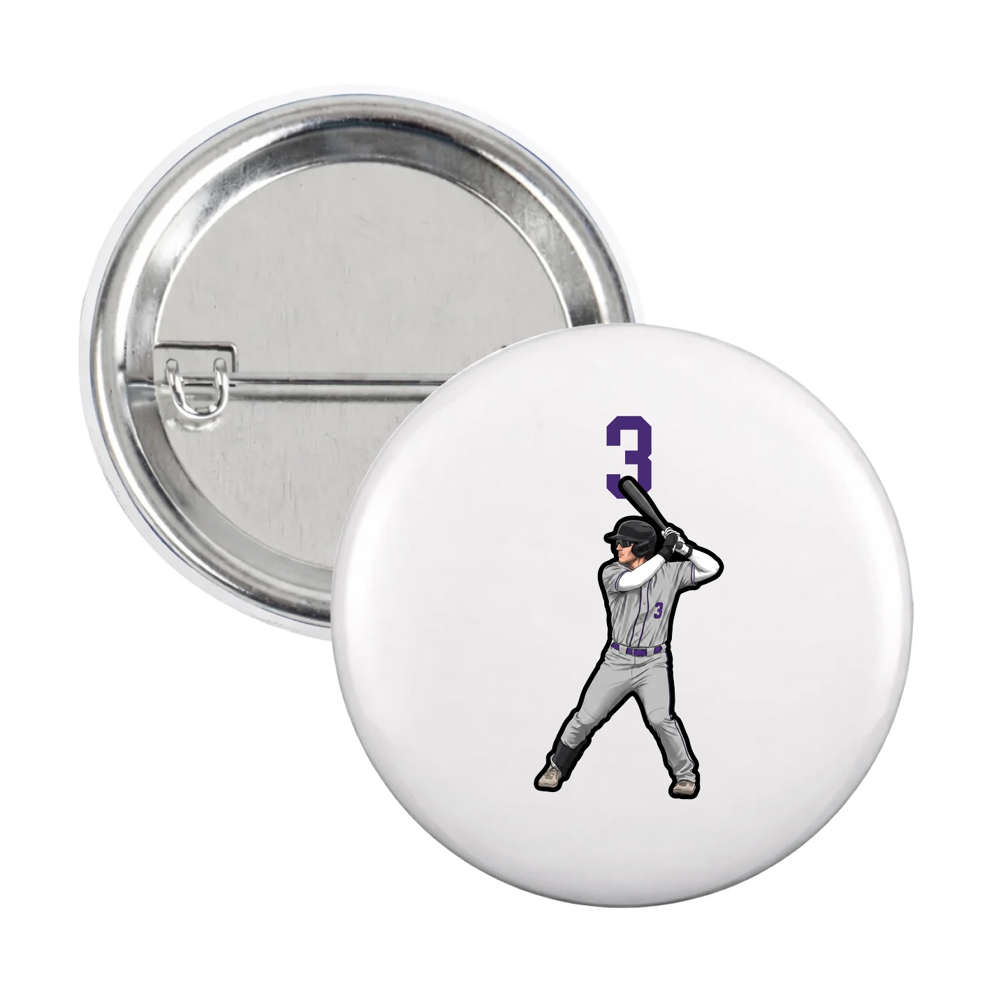 Game Day Button — Number Top in White
