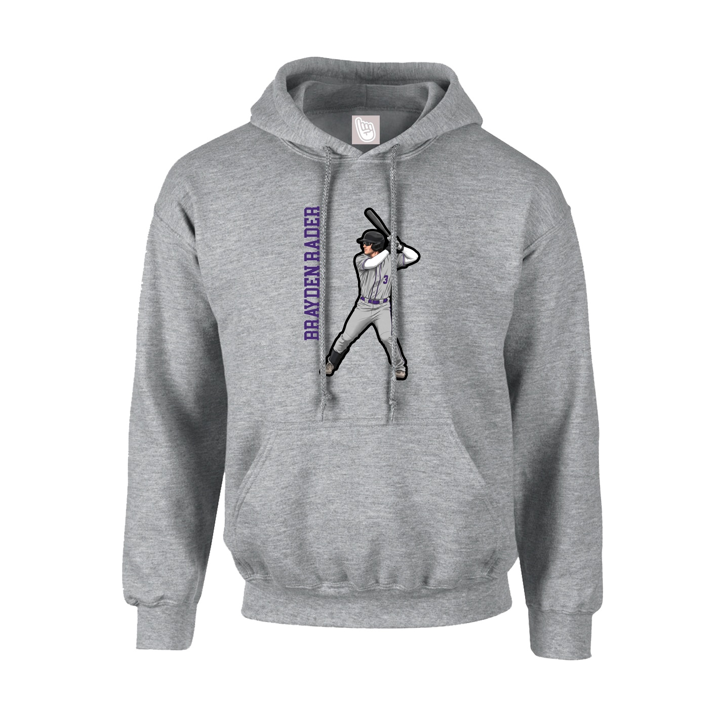 Youth Hoodie — Name Vertical in Grey
