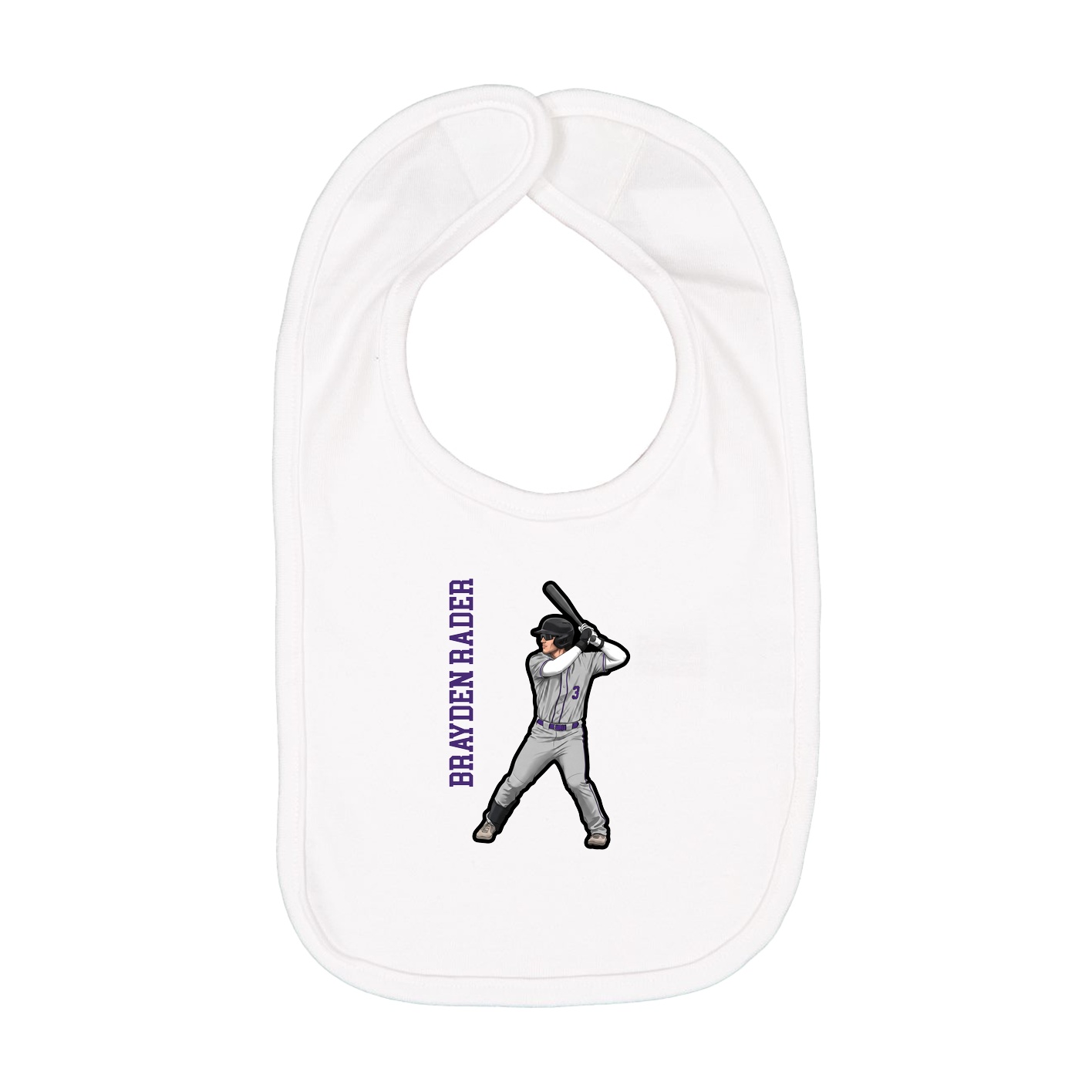 Infant Bib — Name Vertical in White