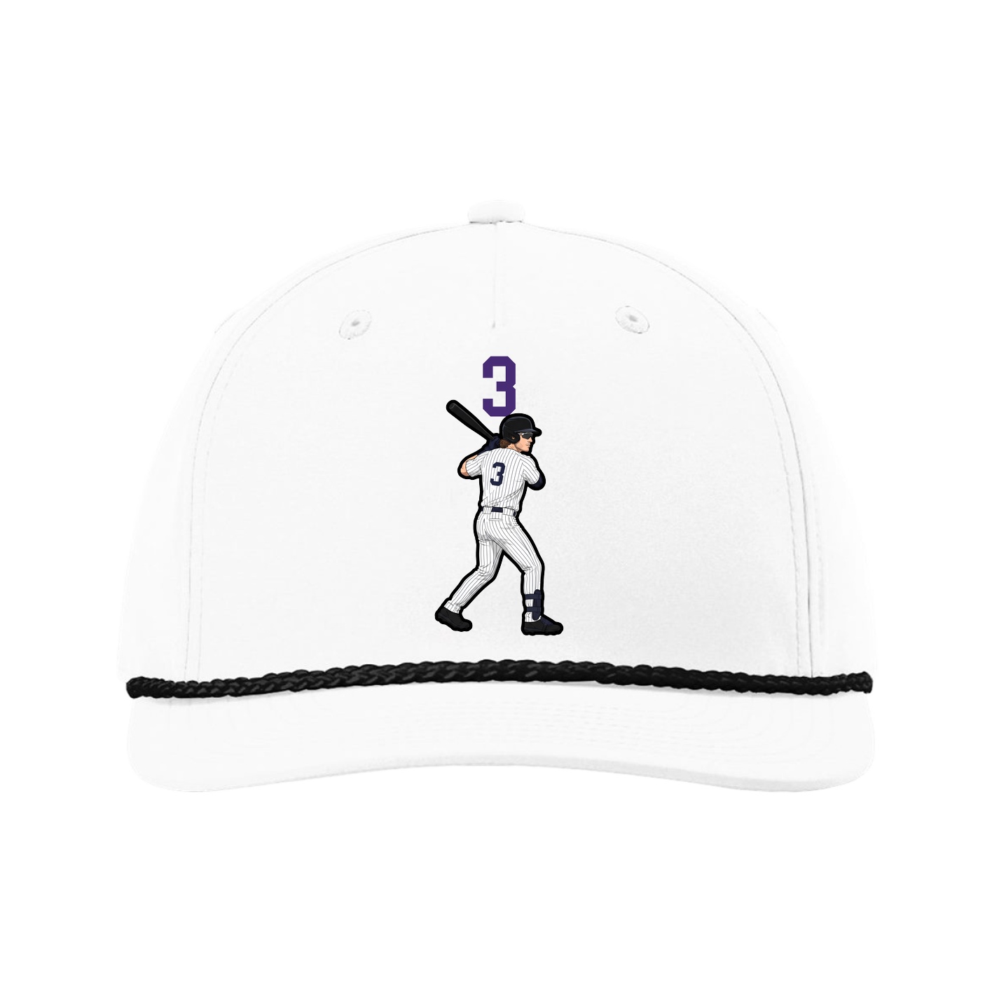 Five-Panel Classic Rope Cap — Number Top in White