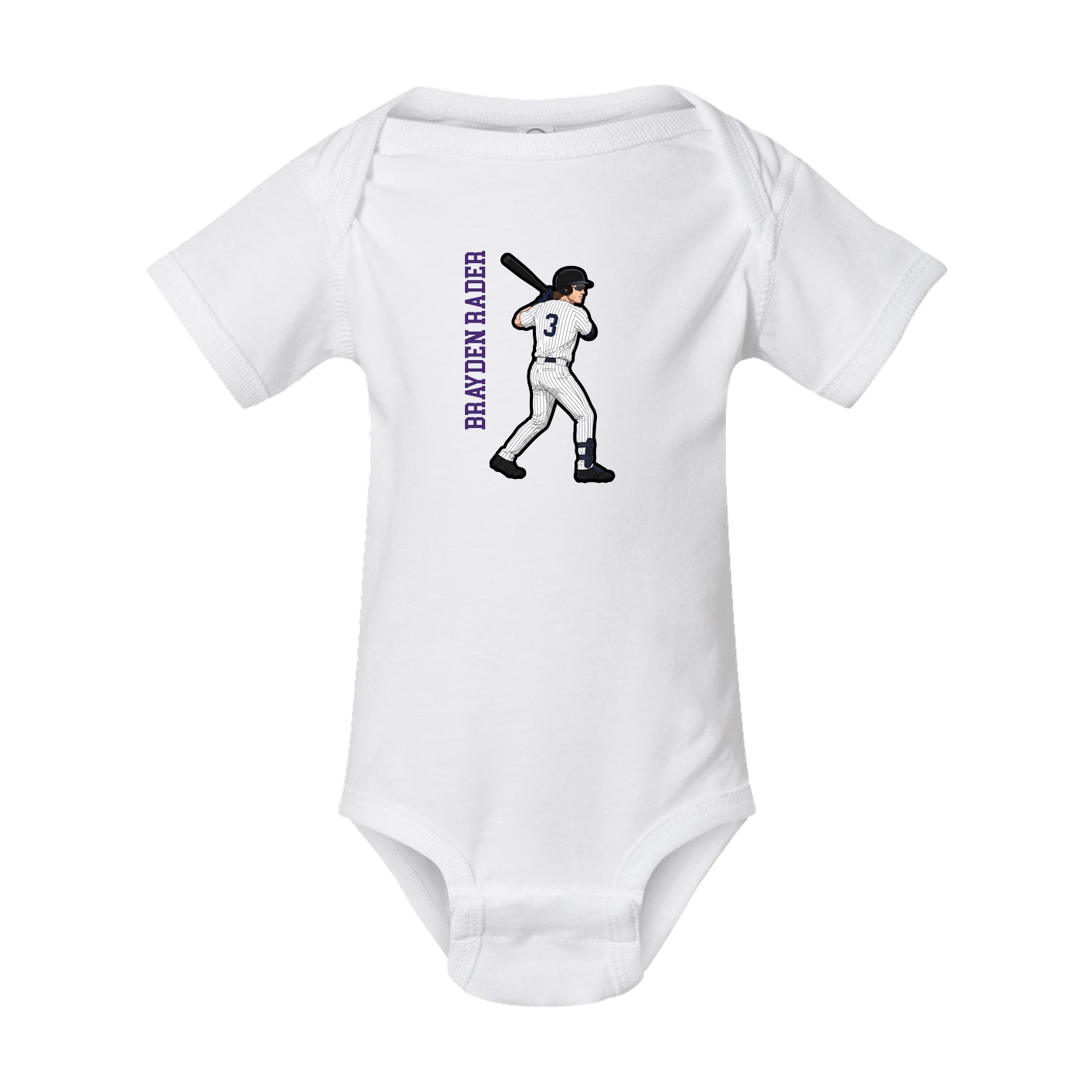 Baby Onesie — Name Vertical in White