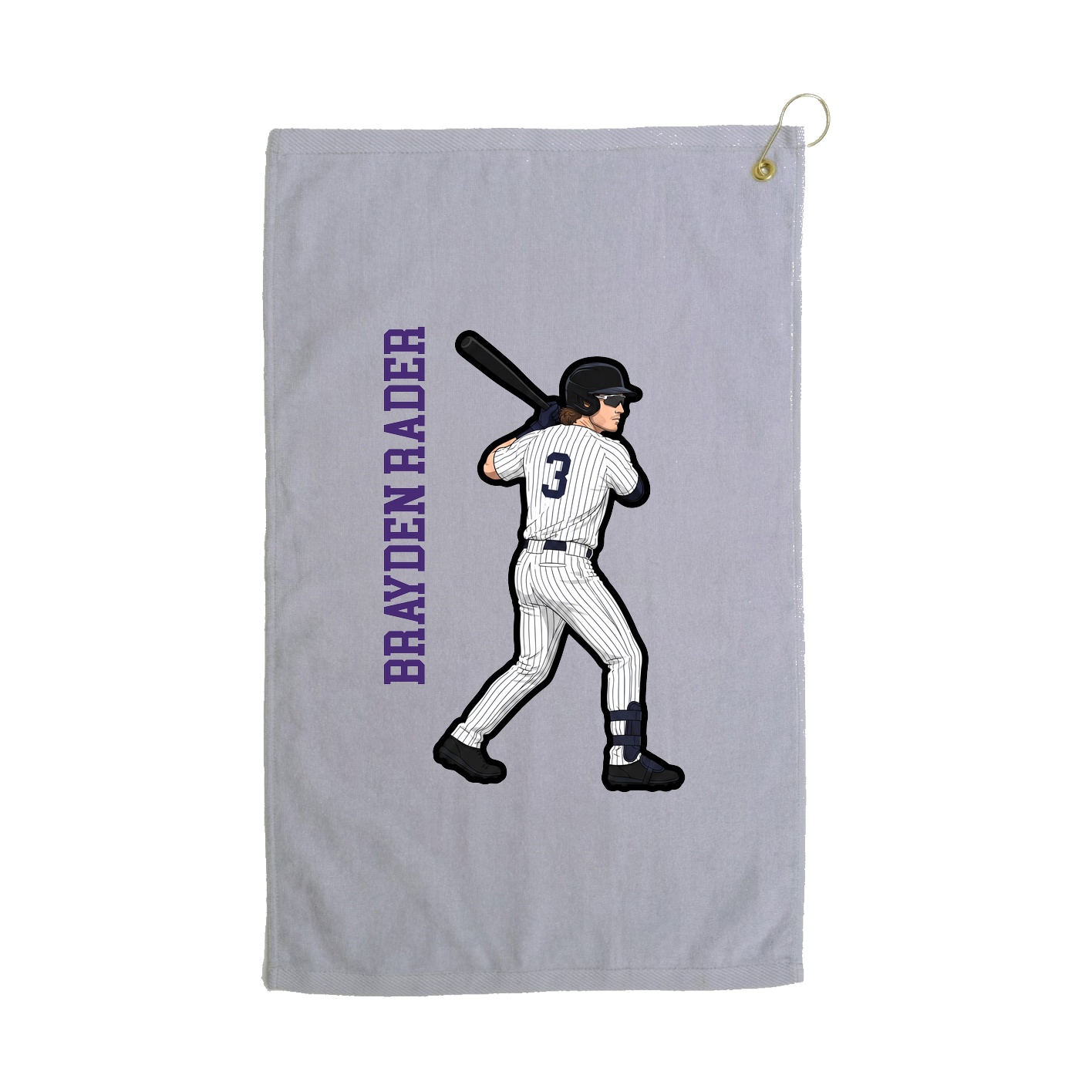 Golf Towel — Name Vertical in Grey