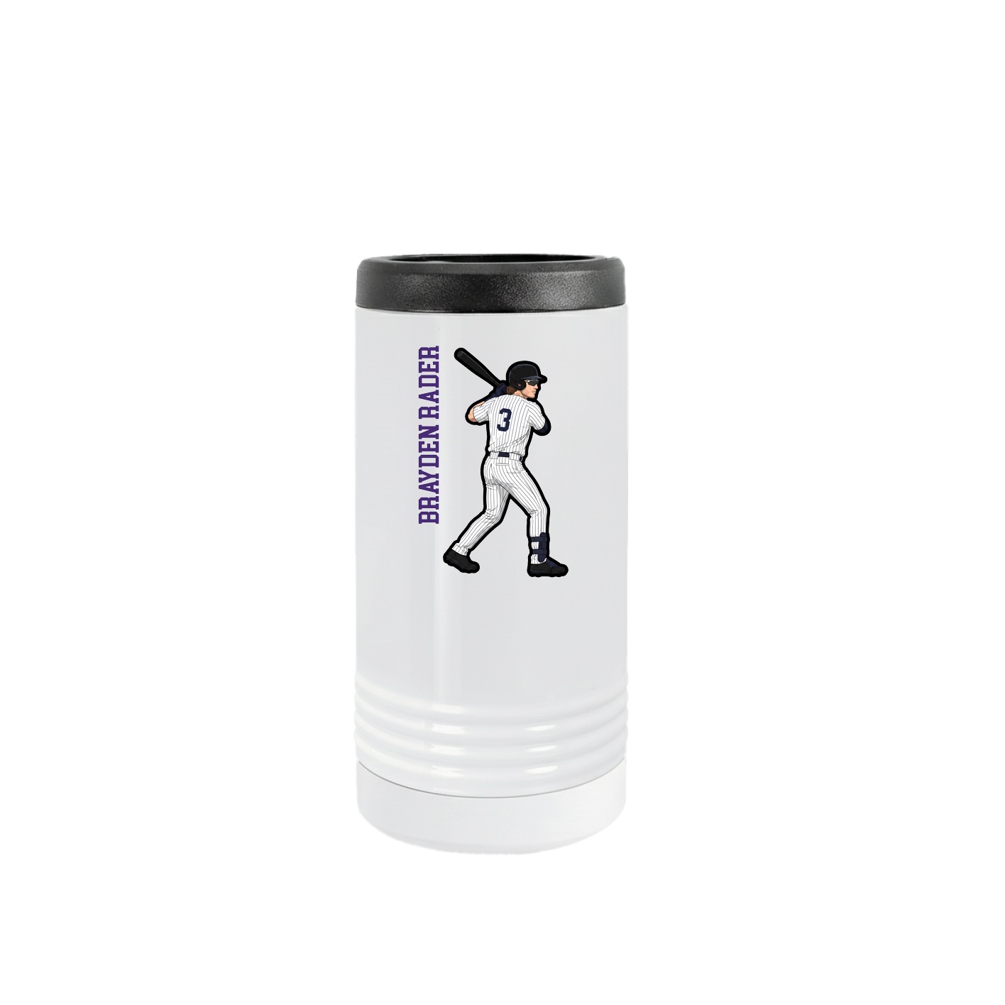Slim Beverage Holder — Name Vertical in White