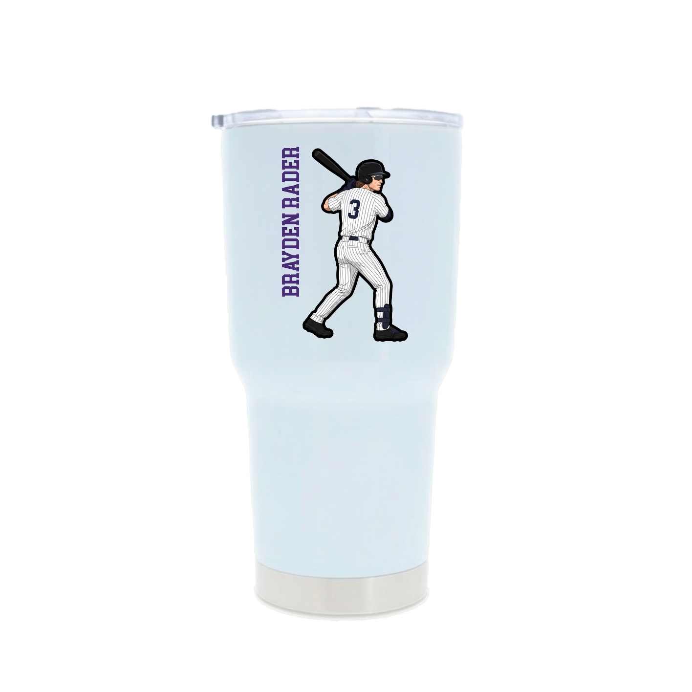 30oz Stainless Steel Tumbler — Name Vertical in White