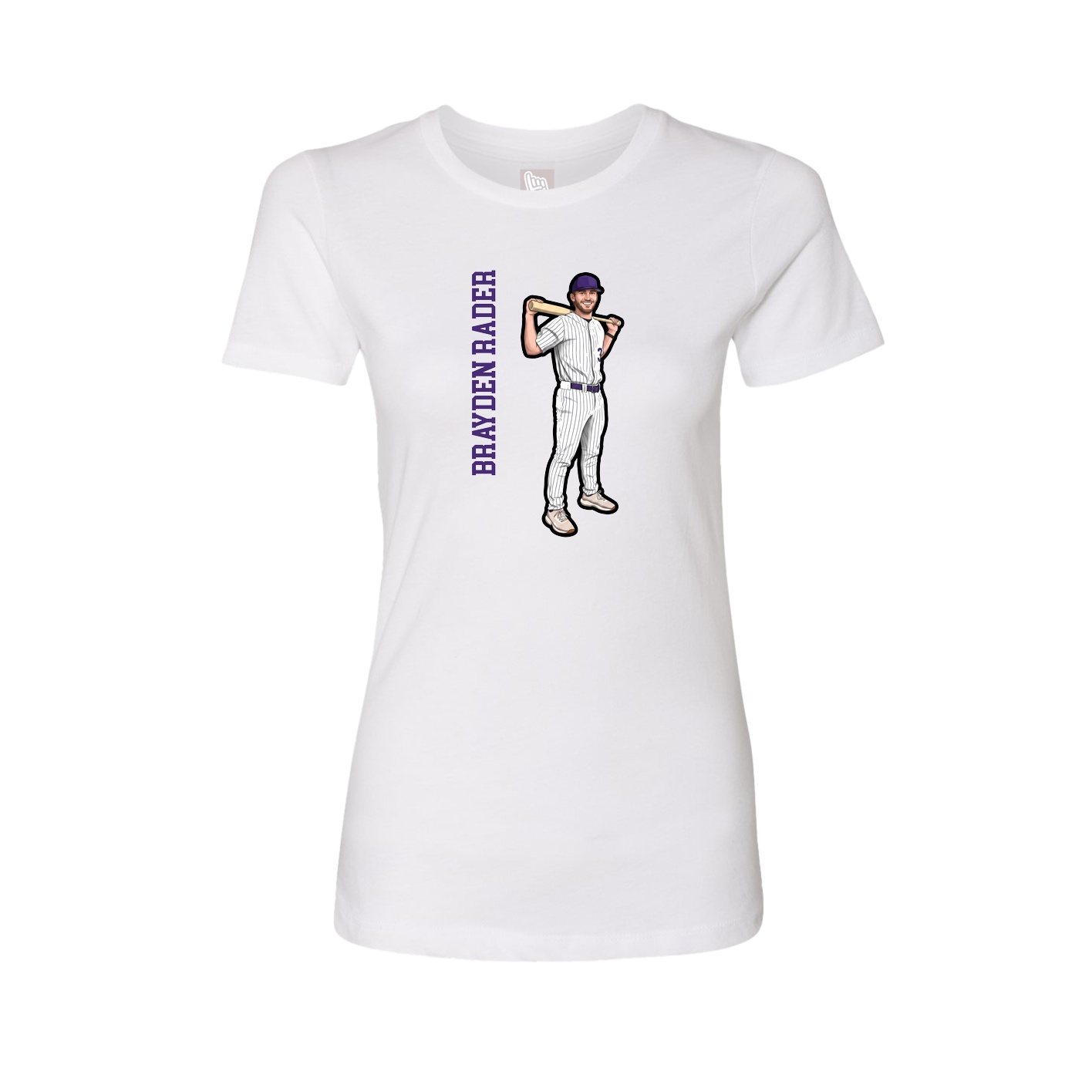 Womens Tee — Name Vertical in White