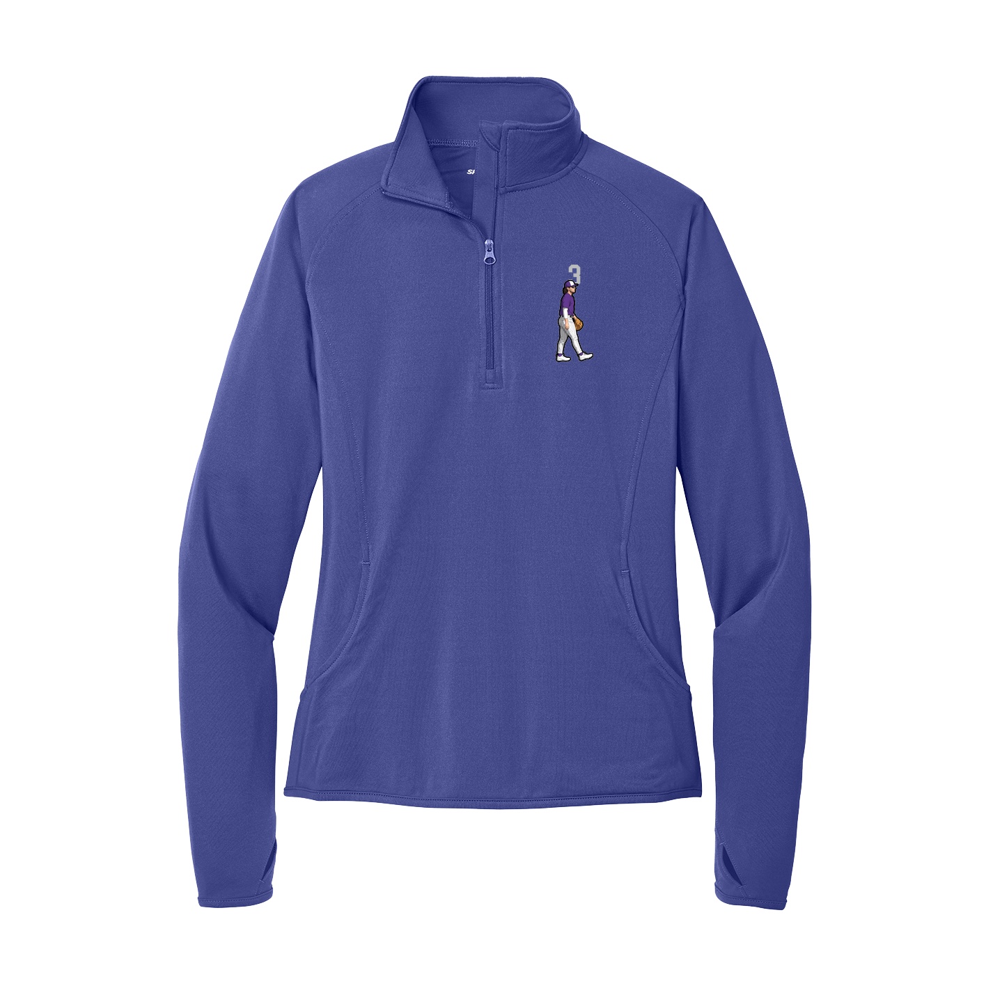 Women's Q-Zip Pullover — Number Top in Purple