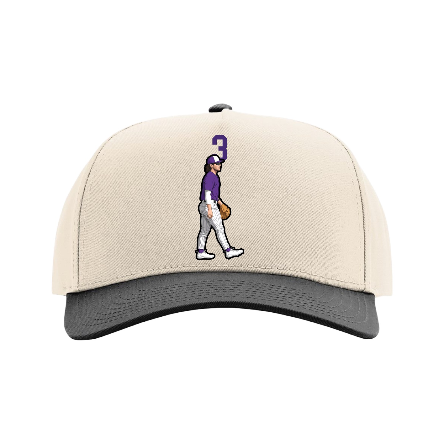 Full Fabric Five-Panel Champ Cap — Number Top in Cream/Black