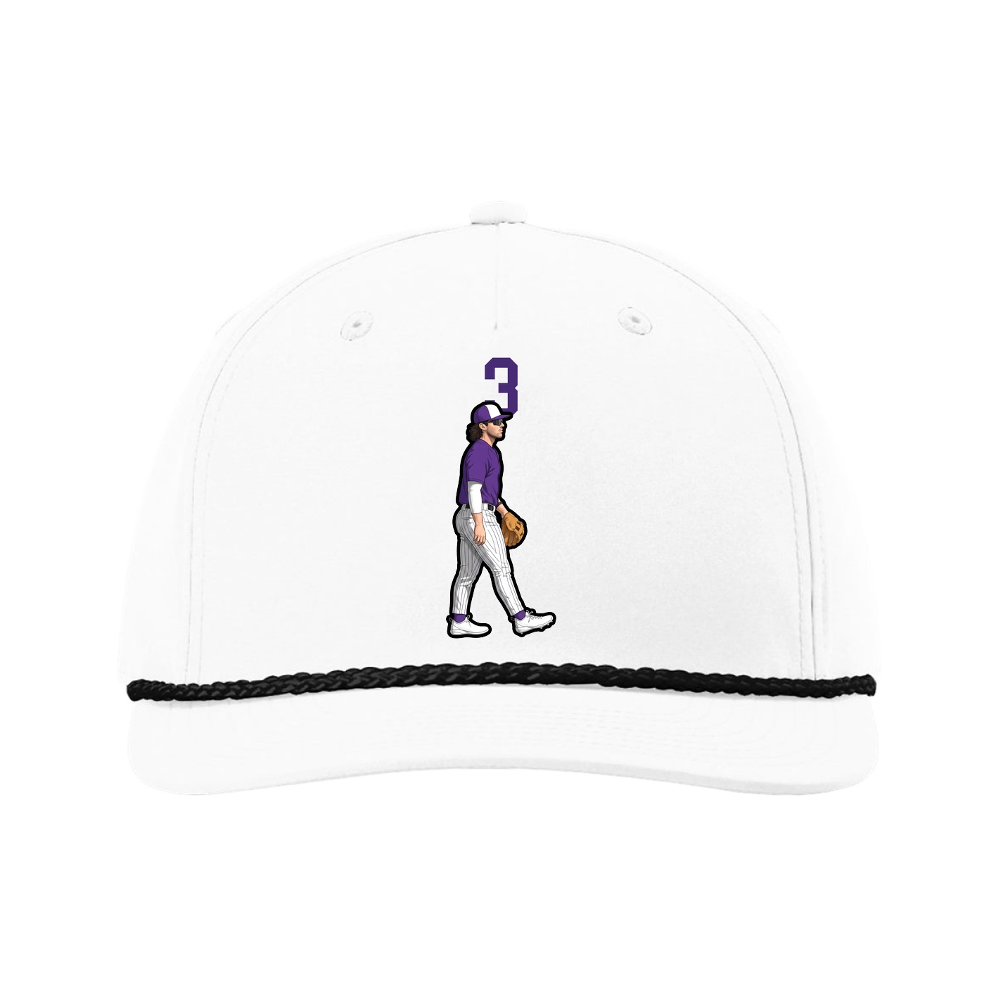 Five-Panel Classic Rope Cap — Number Top in White