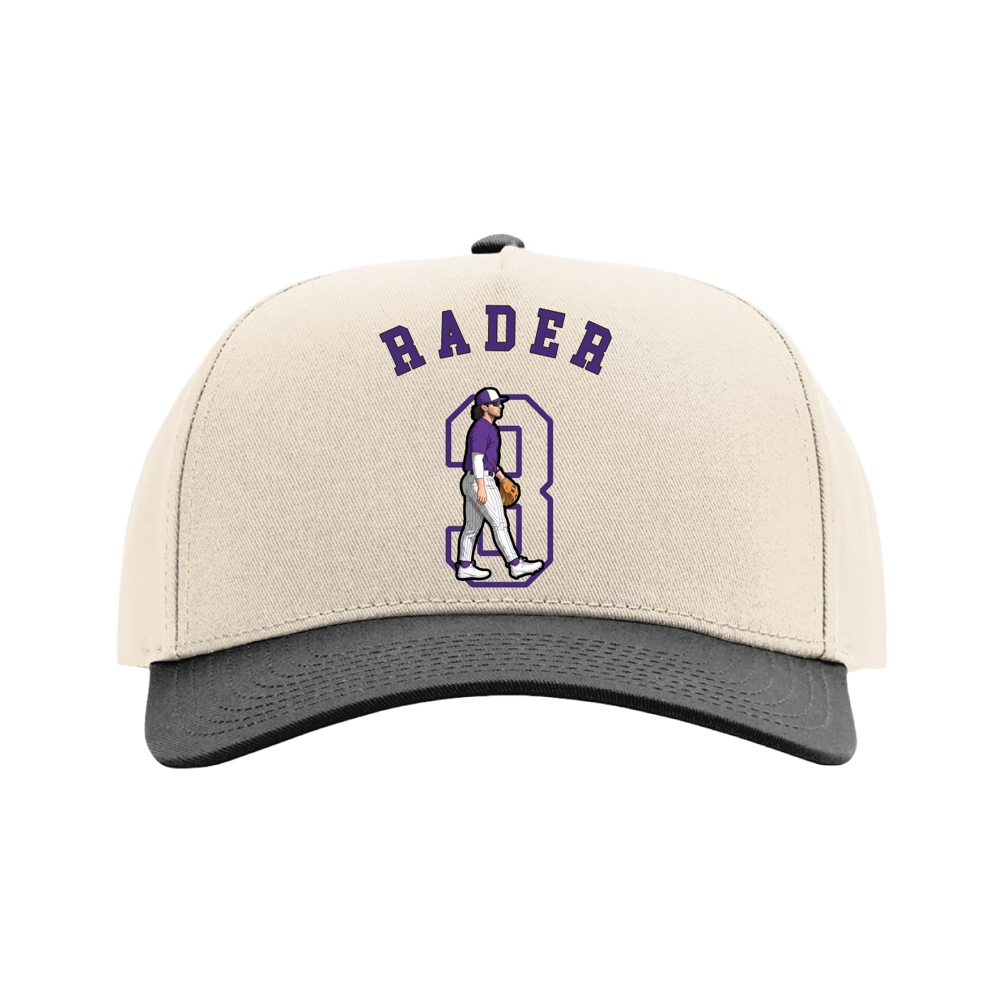 Full Fabric Five-Panel Champ Cap — Shirsey Arch in Cream/Black