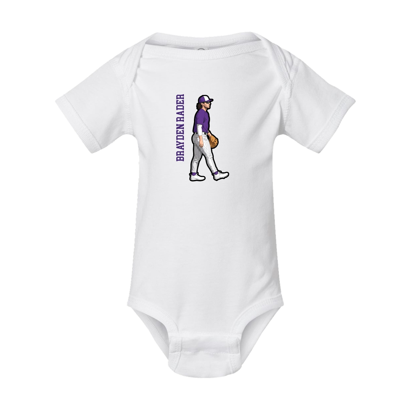 Baby Onesie — Name Vertical in White