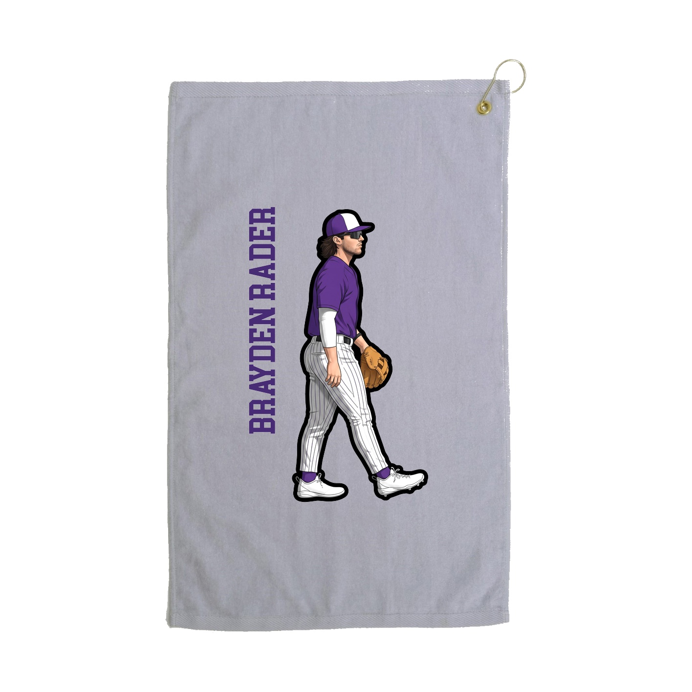Golf Towel — Name Vertical in Grey