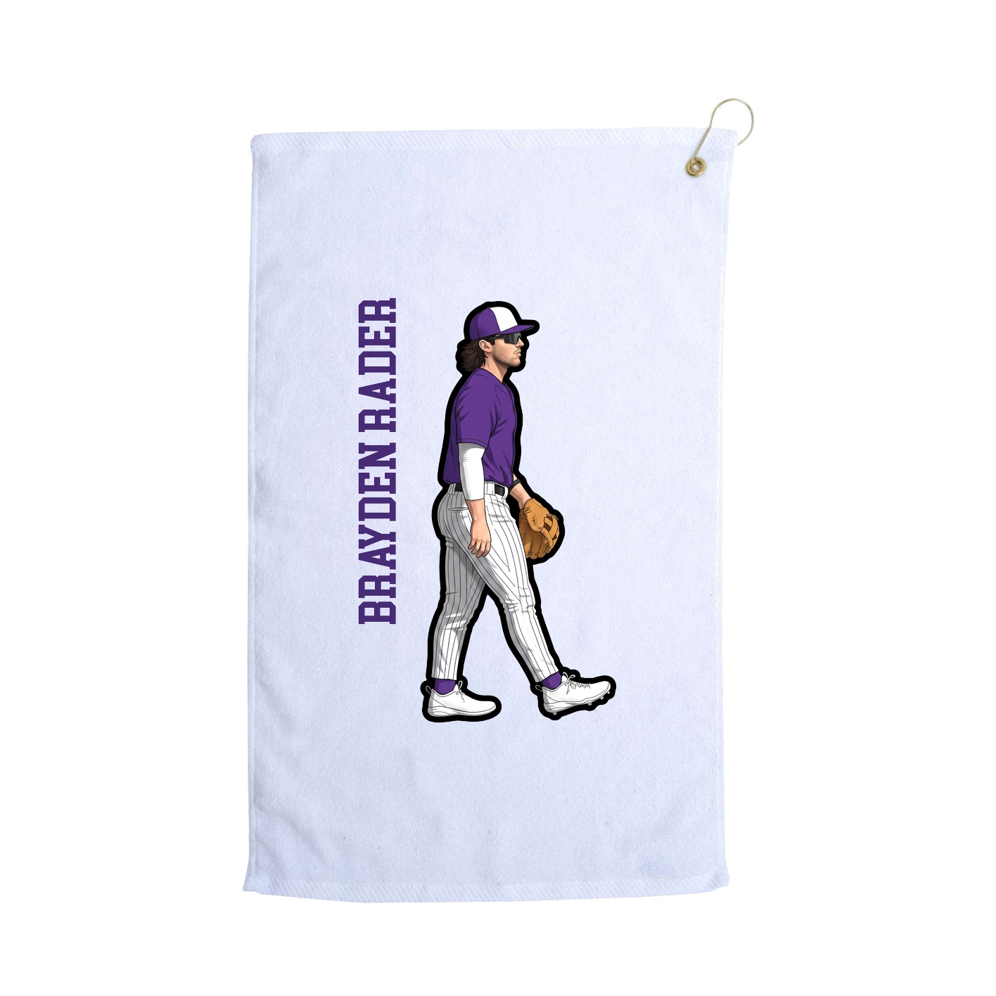 Golf Towel — Name Vertical in White