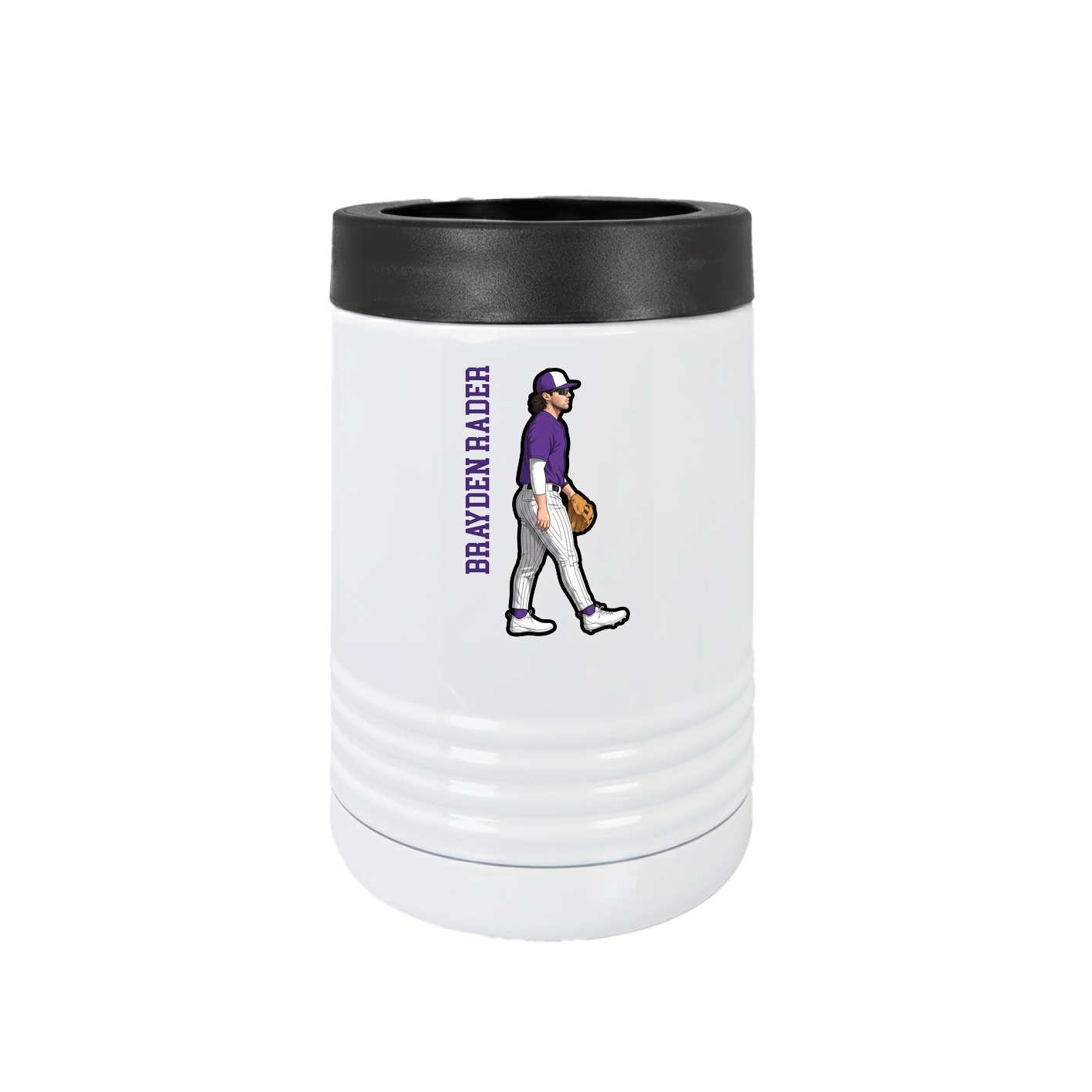 Beverage Holder — Name Vertical in White