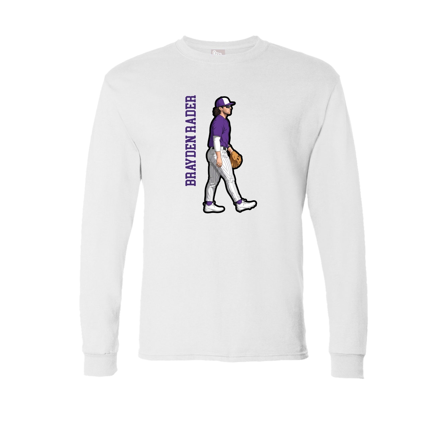Long Sleeve Tee — Name Vertical in White