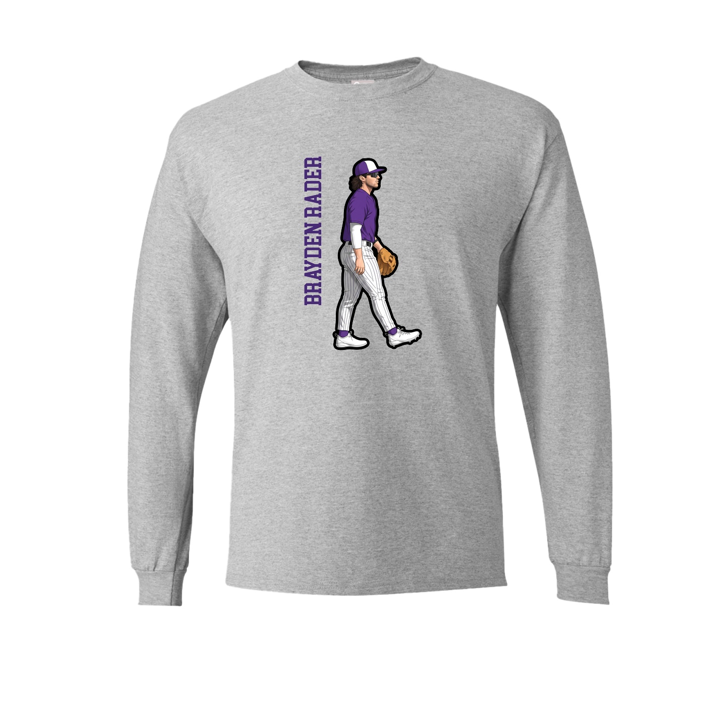 Long Sleeve Tee — Name Vertical in Grey