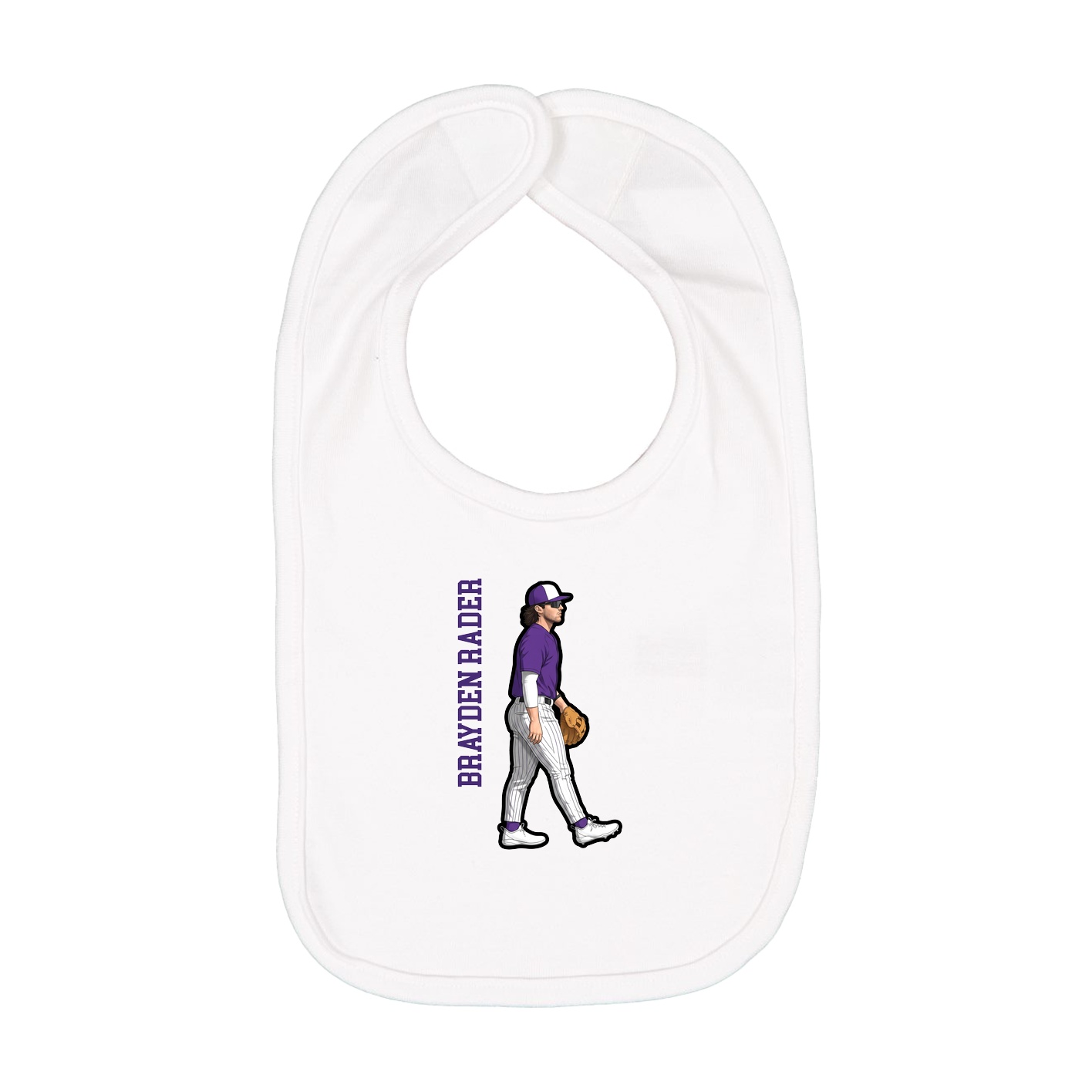 Infant Bib — Name Vertical in White