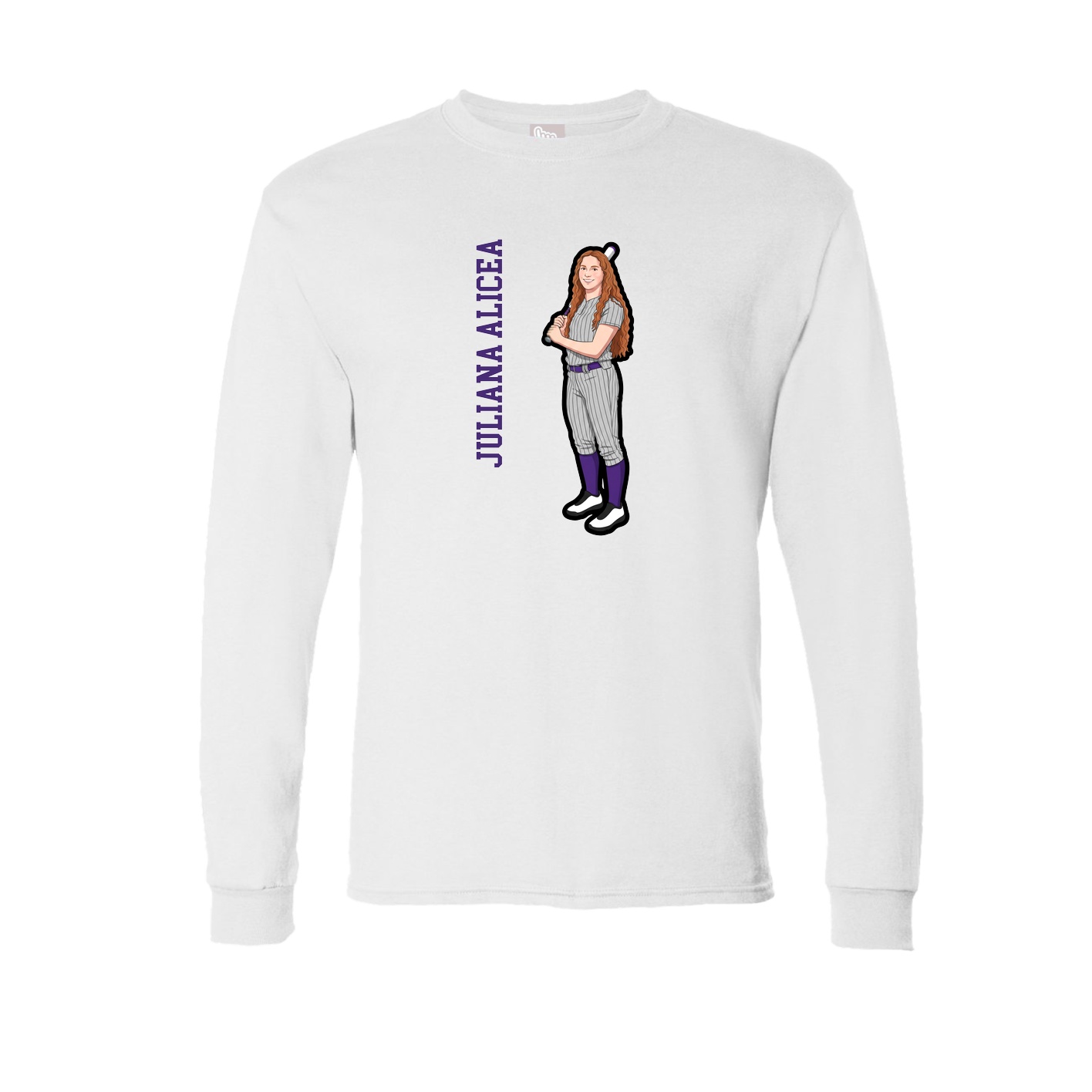 Long Sleeve Tee — Name Vertical in White