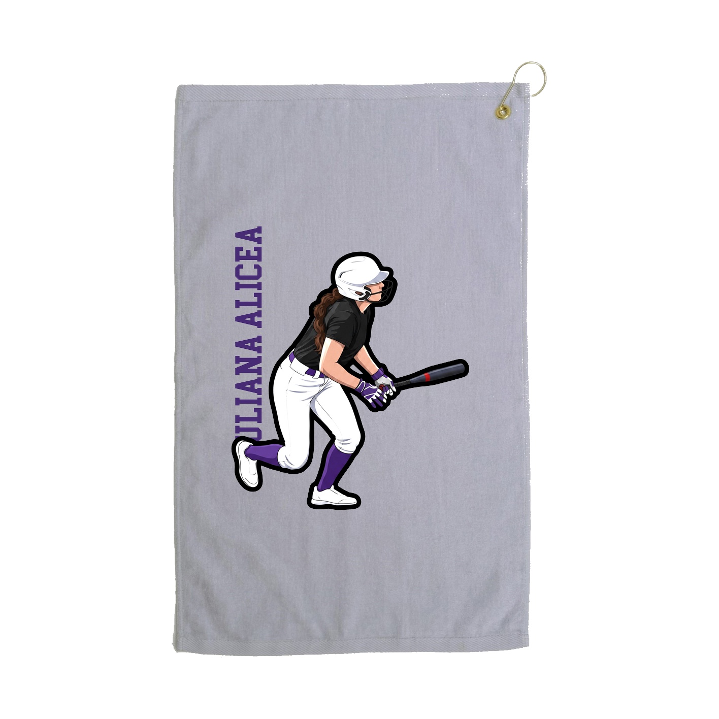 Golf Towel — Name Vertical in Grey