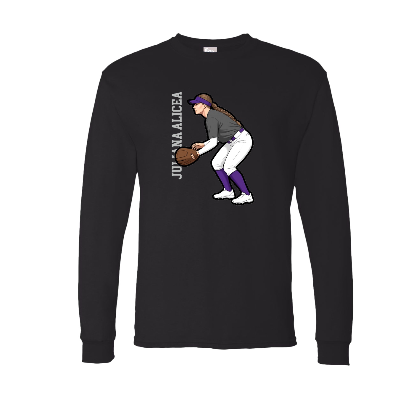 Long Sleeve Tee — Name Vertical in Black