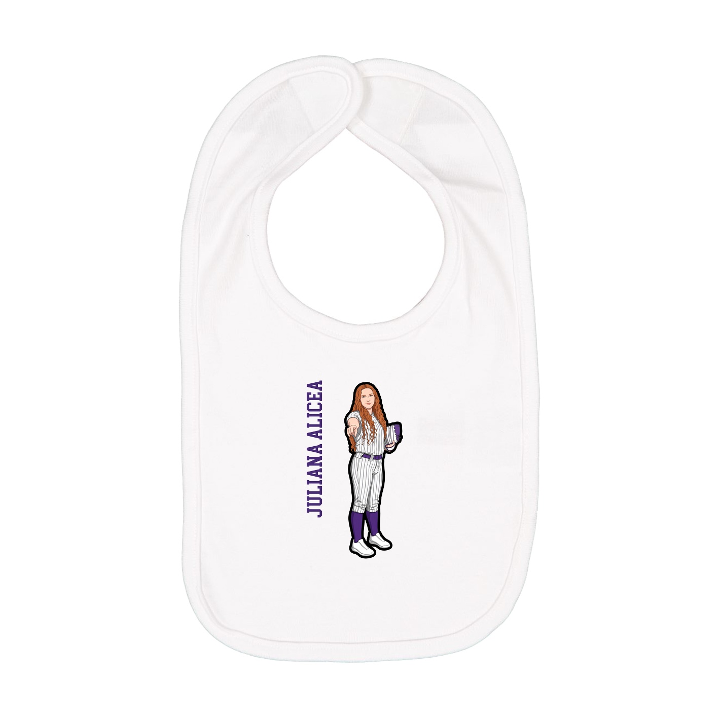Infant Bib — Name Vertical in White
