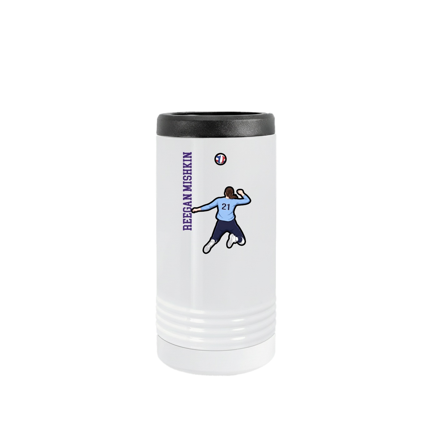 Slim Beverage Holder — Name Vertical in White
