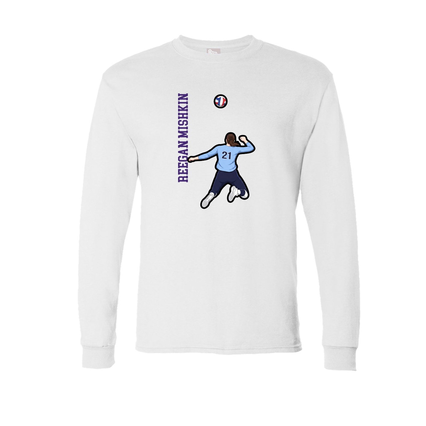 Long Sleeve Tee — Name Vertical in White