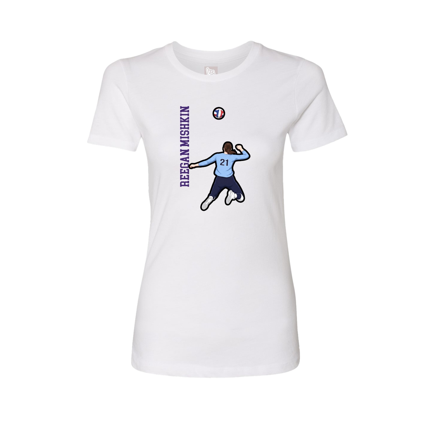 Womens Tee — Name Vertical in White