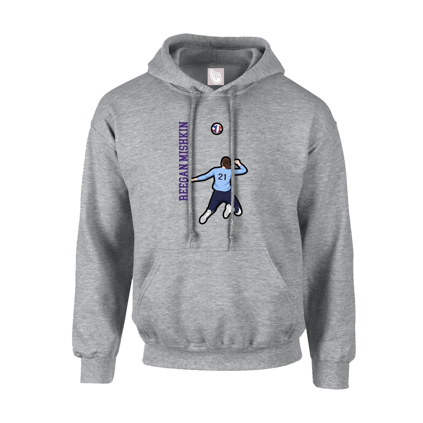 Hoodie — Name Vertical in Grey
