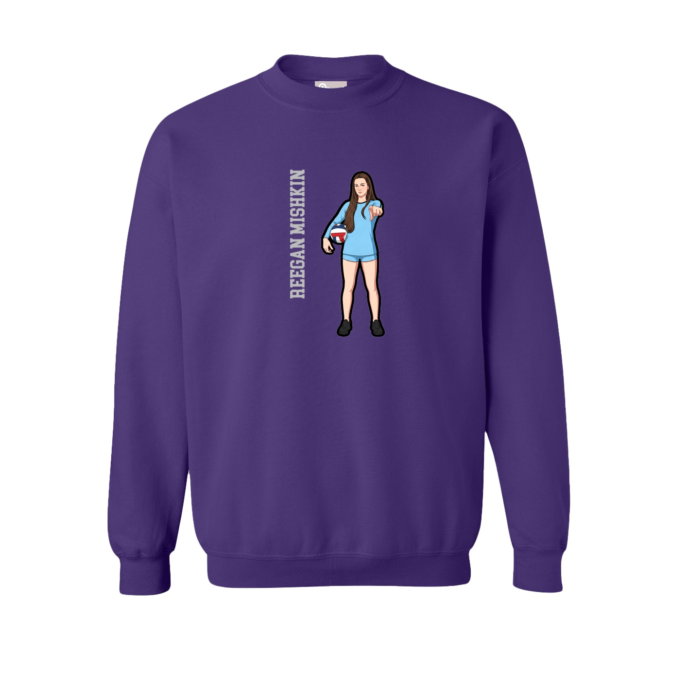 Fleece Crew — Name Vertical in Purple