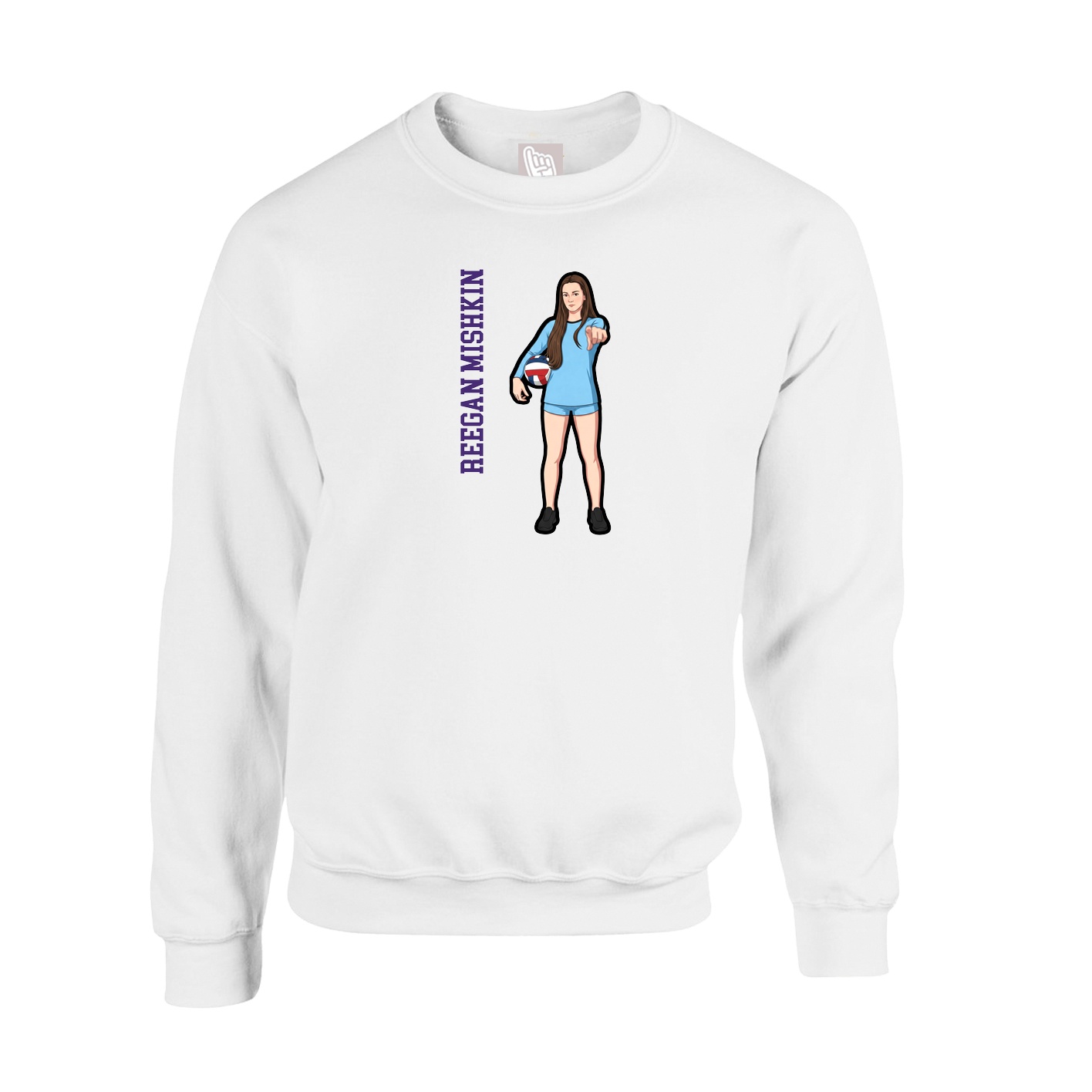 Fleece Crew — Name Vertical in White