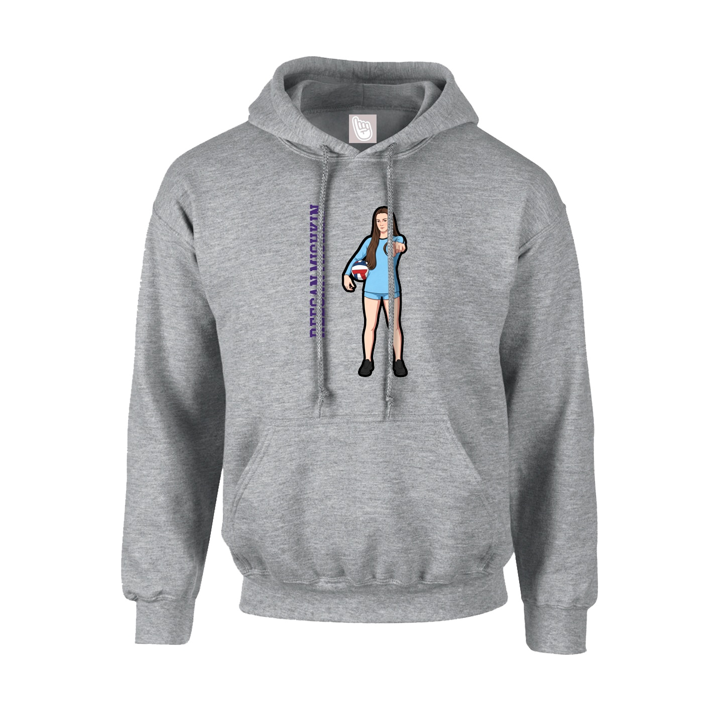 Youth Hoodie — Name Vertical in Grey